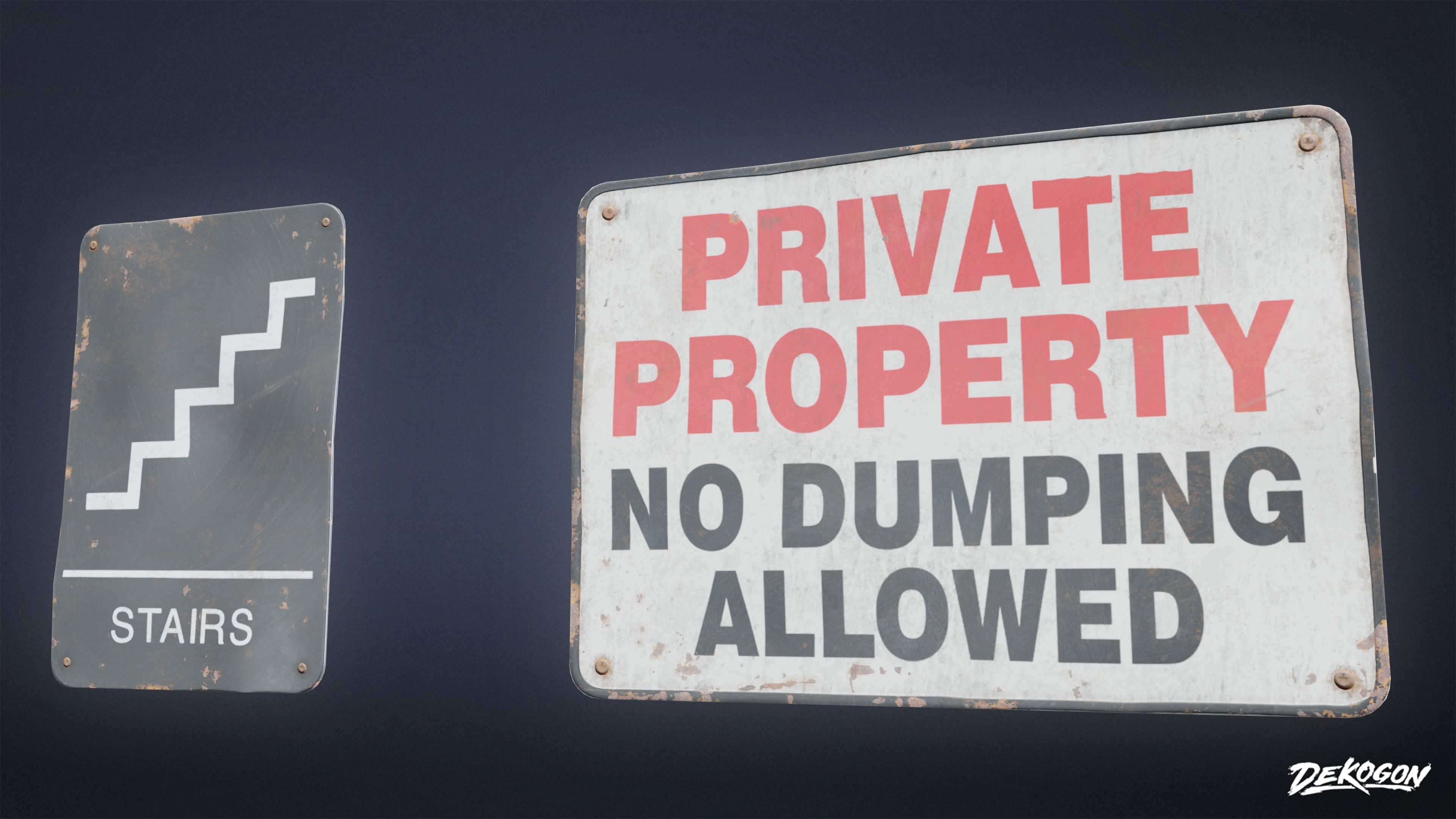SIGNAGE - Sign Set 08 - LOW POLY AND NANITE Low-poly 3D model_5