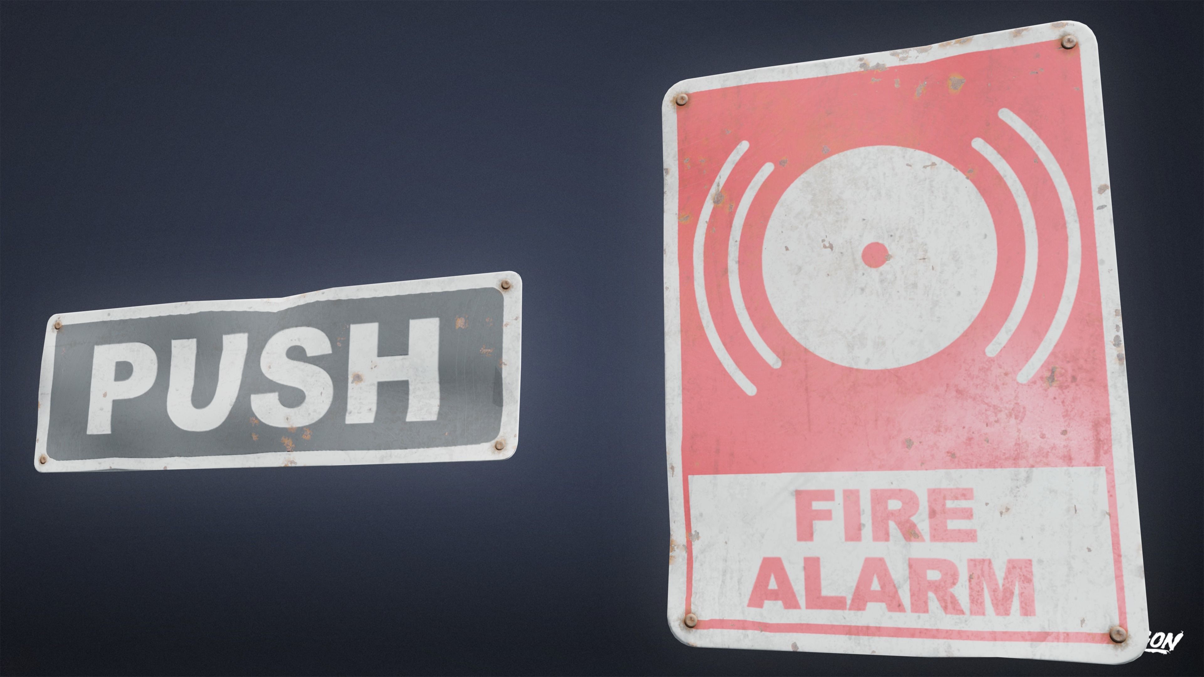 SIGNAGE - Sign Set 08 - LOW POLY AND NANITE Low-poly 3D model_6
