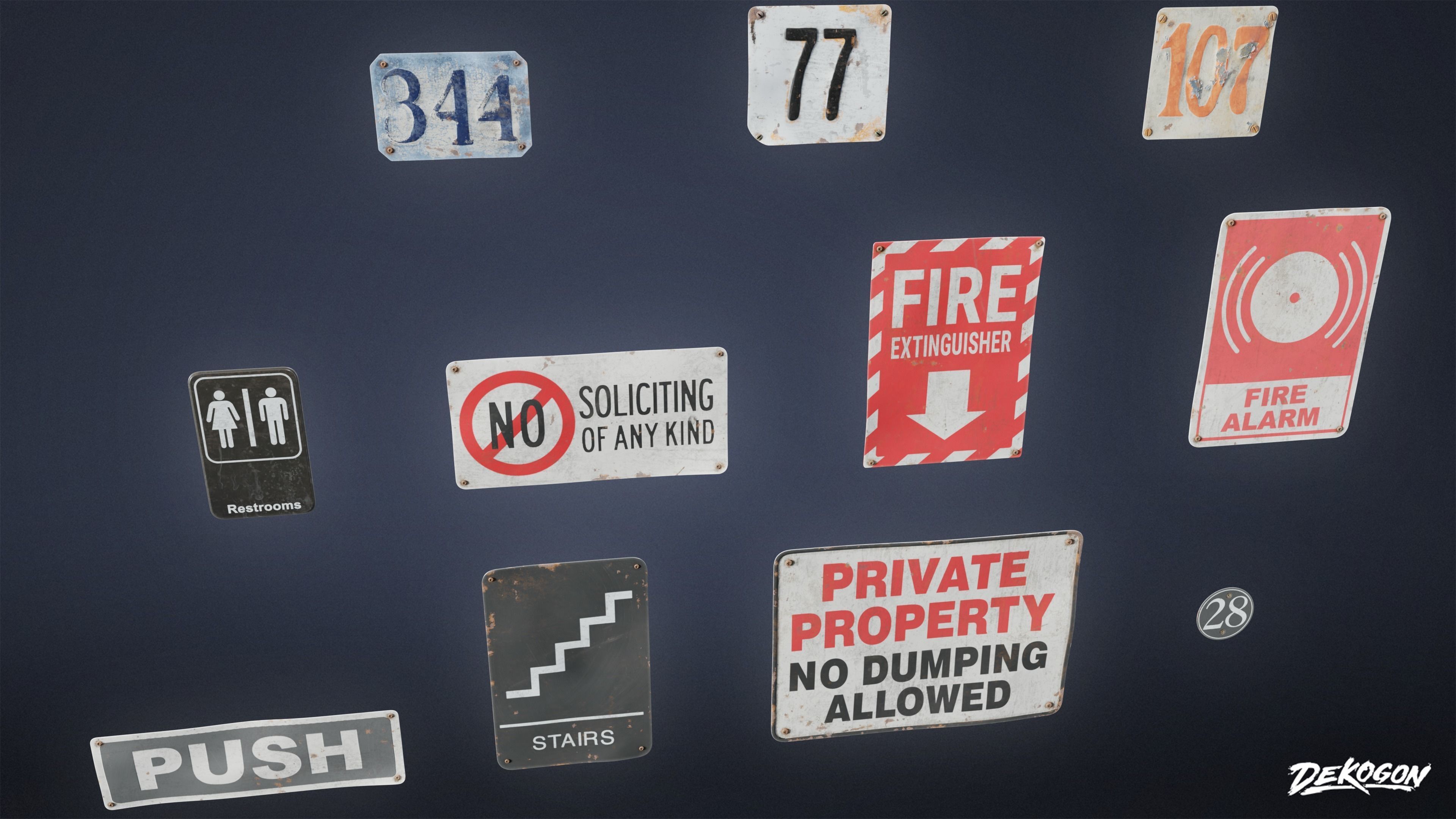 SIGNAGE - Sign Set 08 - LOW POLY AND NANITE Low-poly 3D model_13