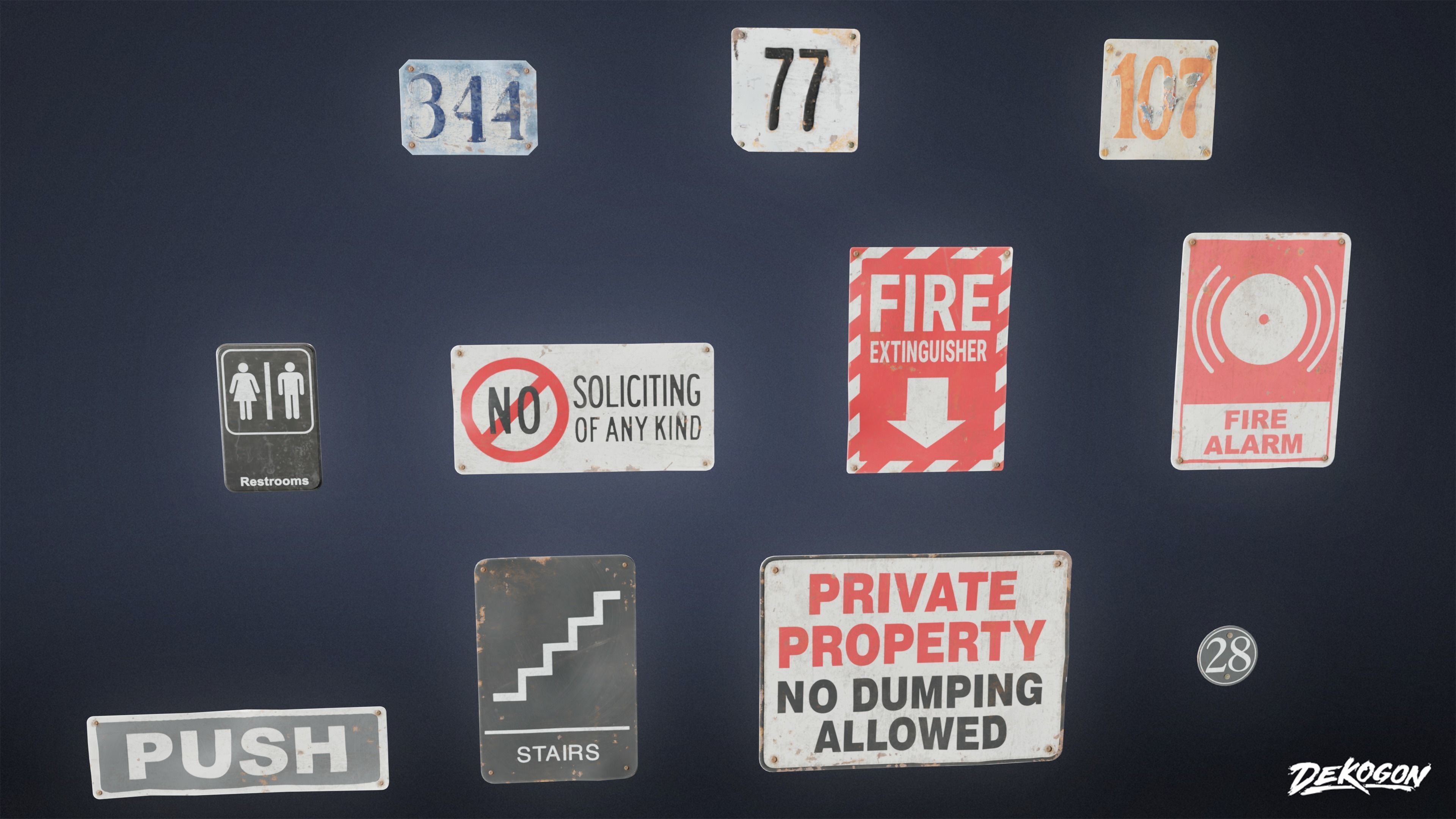 SIGNAGE - Sign Set 08 - LOW POLY AND NANITE Low-poly 3D model_4
