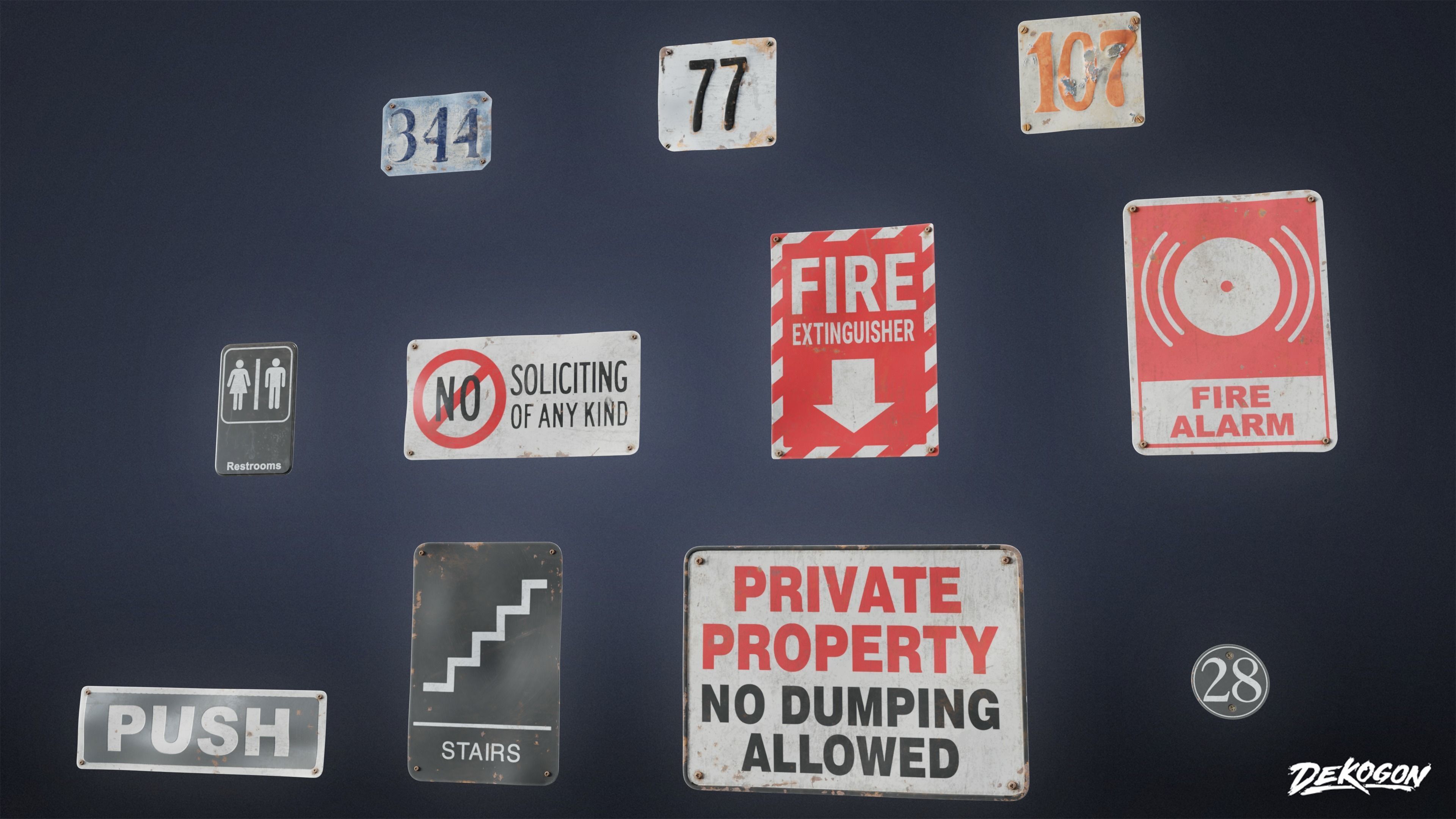 SIGNAGE - Sign Set 08 - LOW POLY AND NANITE Low-poly 3D model_10