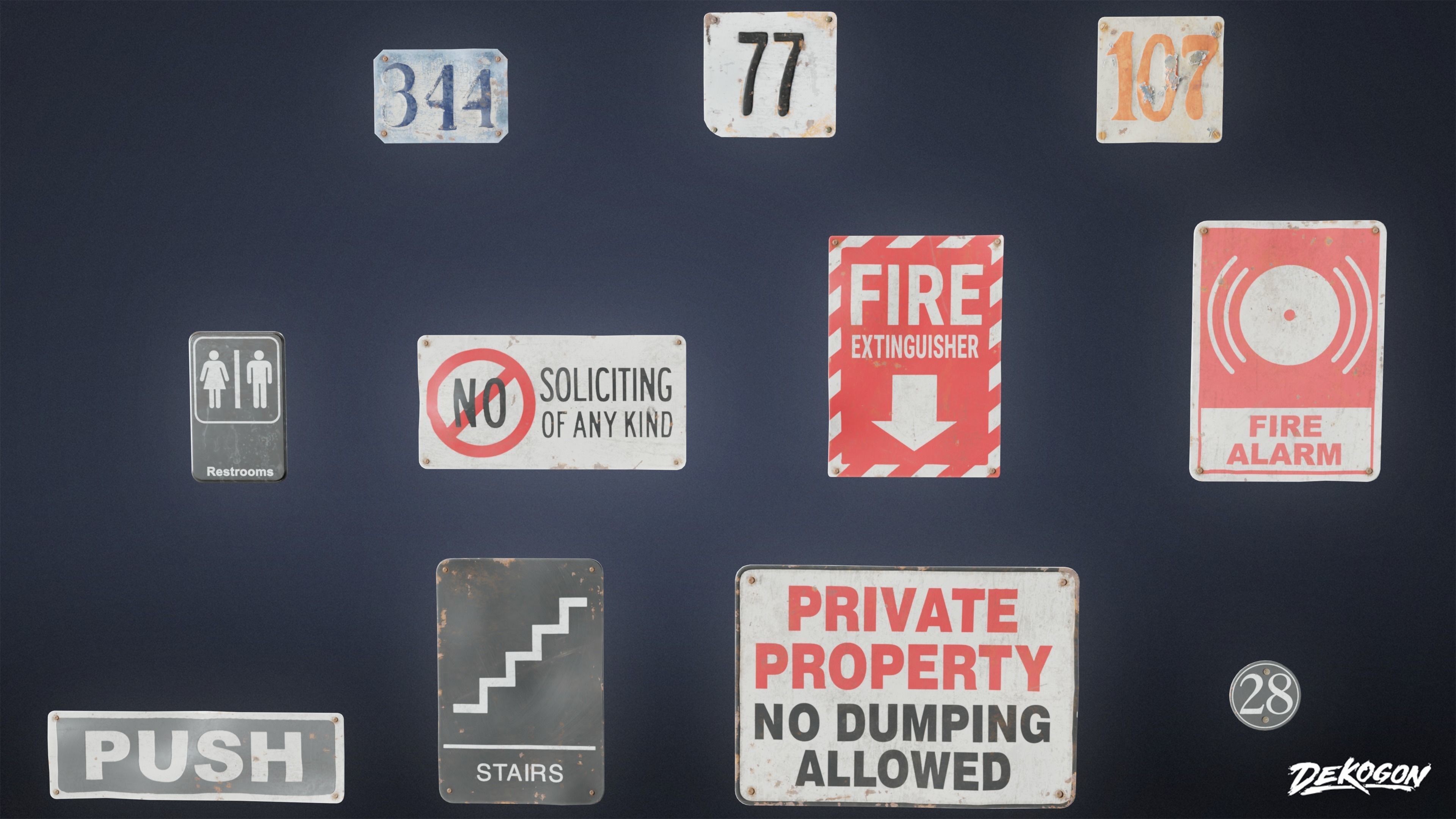 SIGNAGE - Sign Set 08 - LOW POLY AND NANITE Low-poly 3D model_2