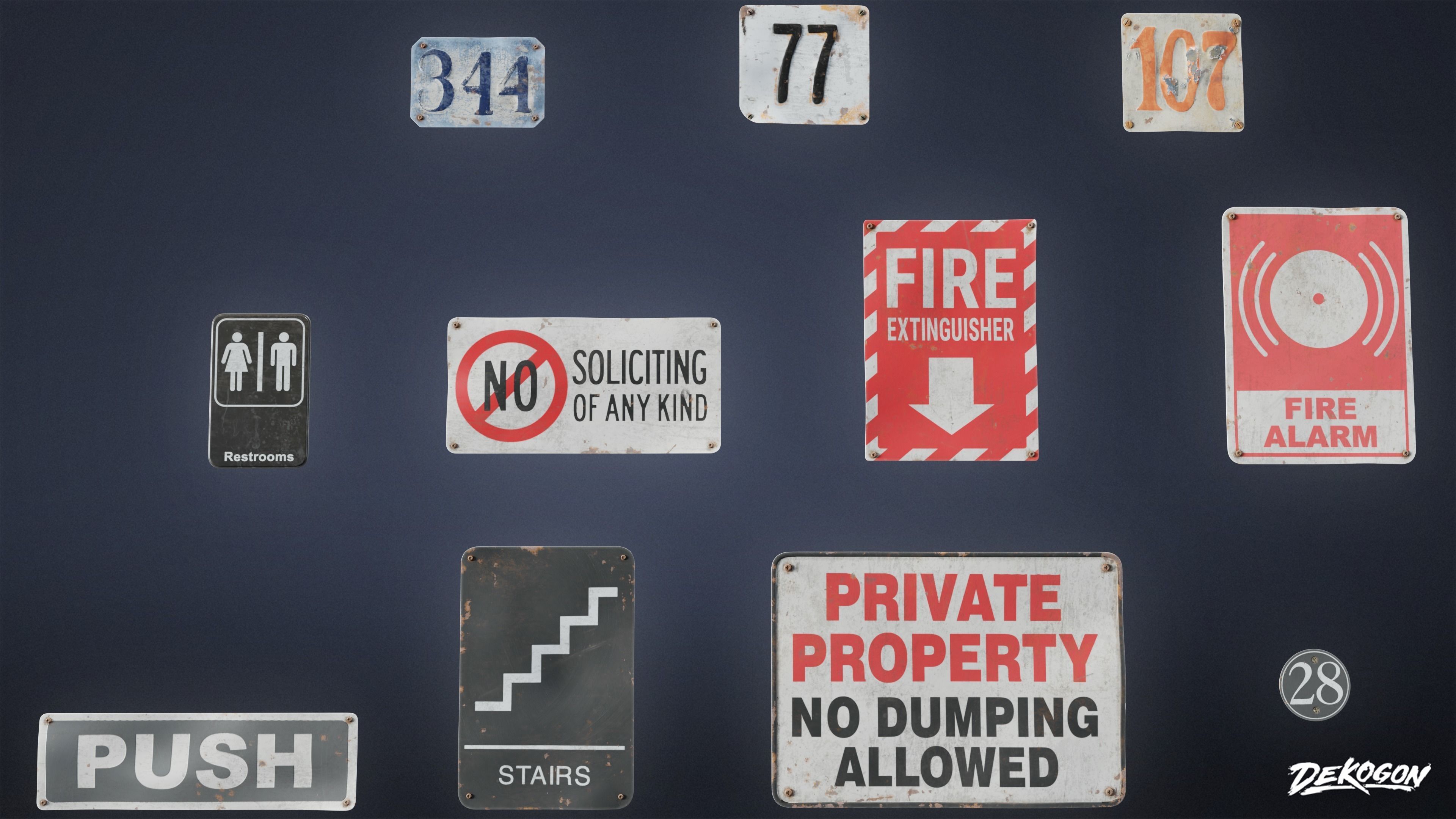 SIGNAGE - Sign Set 08 - LOW POLY AND NANITE Low-poly 3D model_12