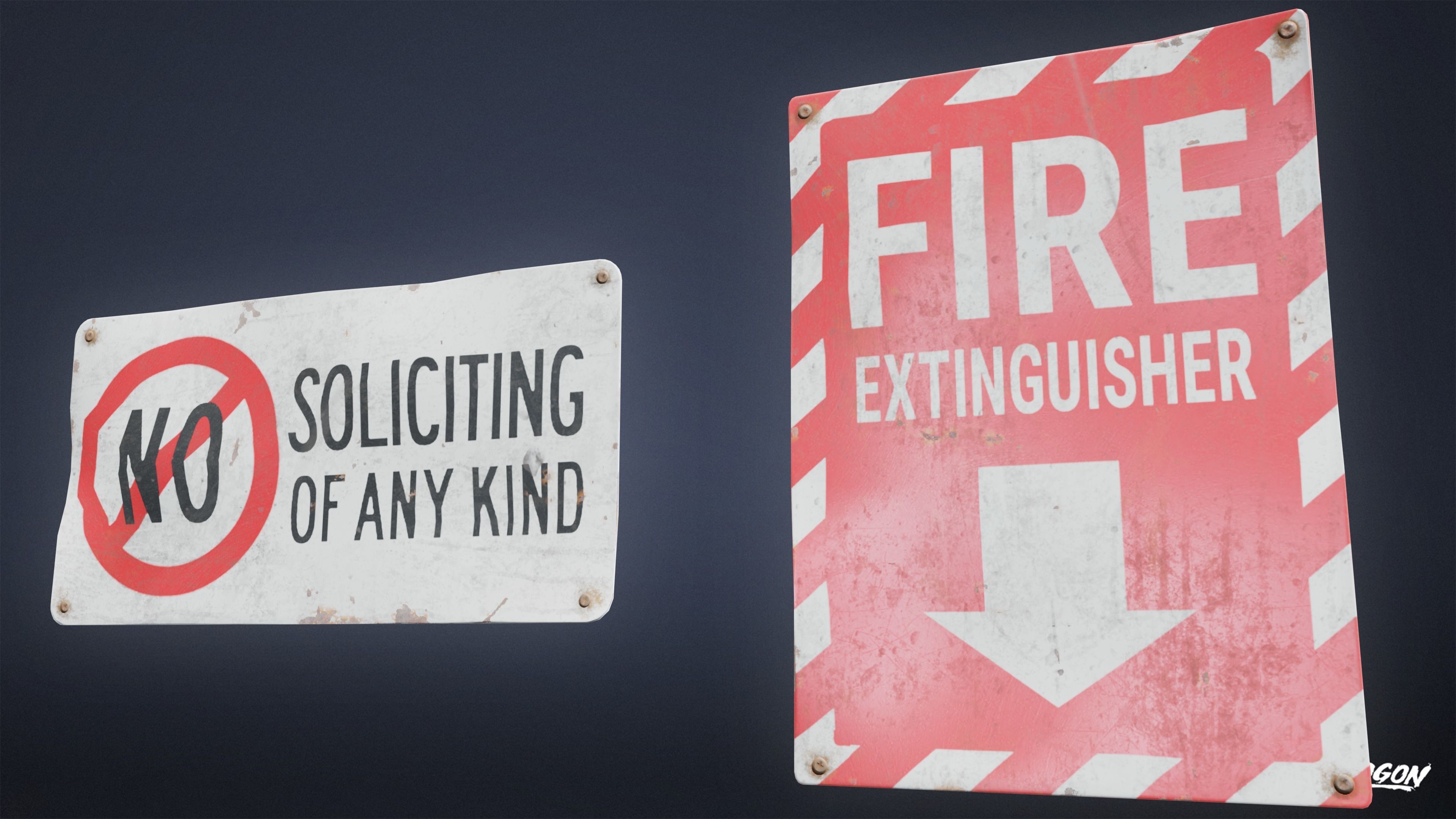 SIGNAGE - Sign Set 08 - LOW POLY AND NANITE Low-poly 3D model_7