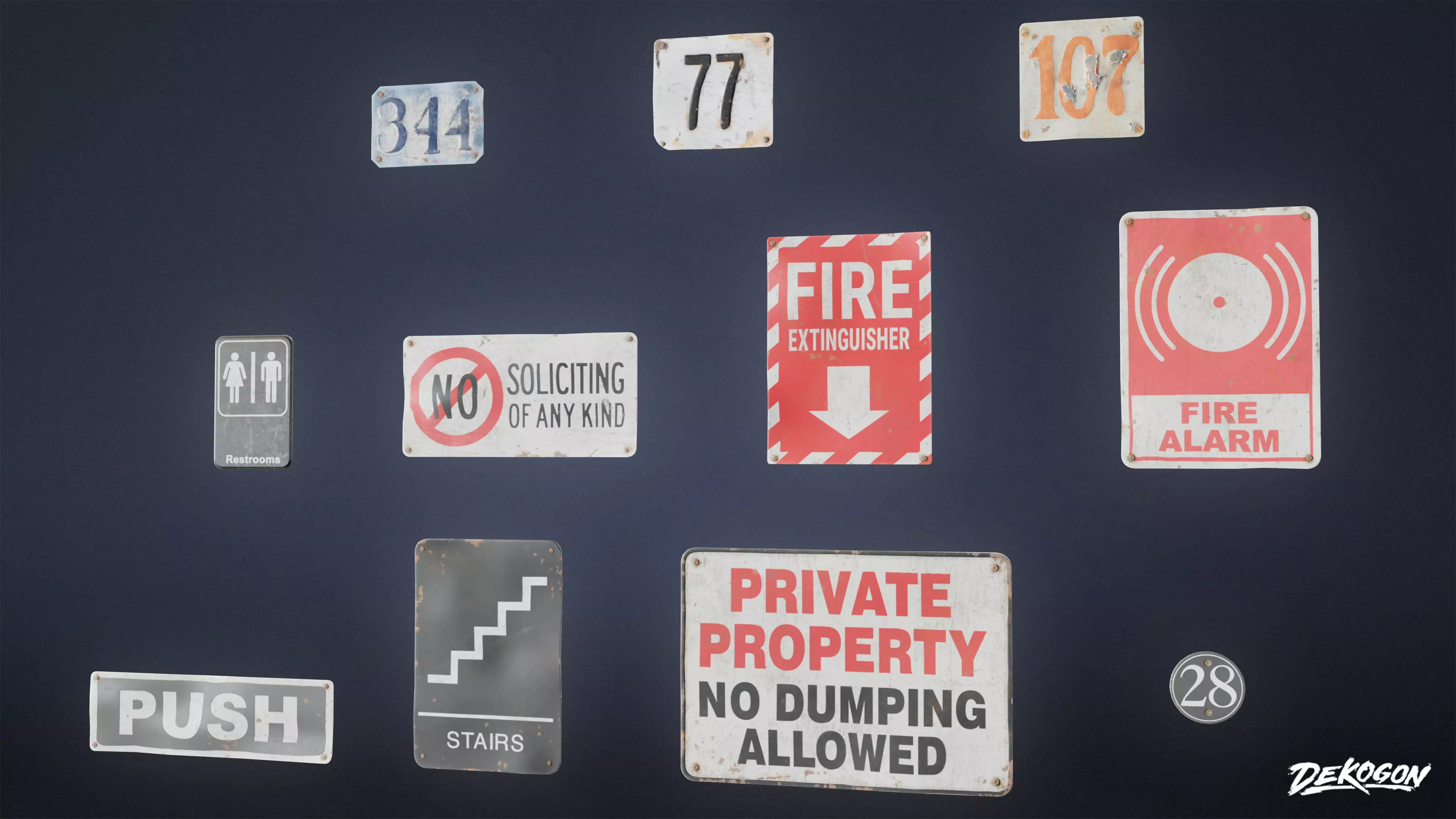 SIGNAGE - Sign Set 08 - LOW POLY AND NANITE Low-poly 3D model_0