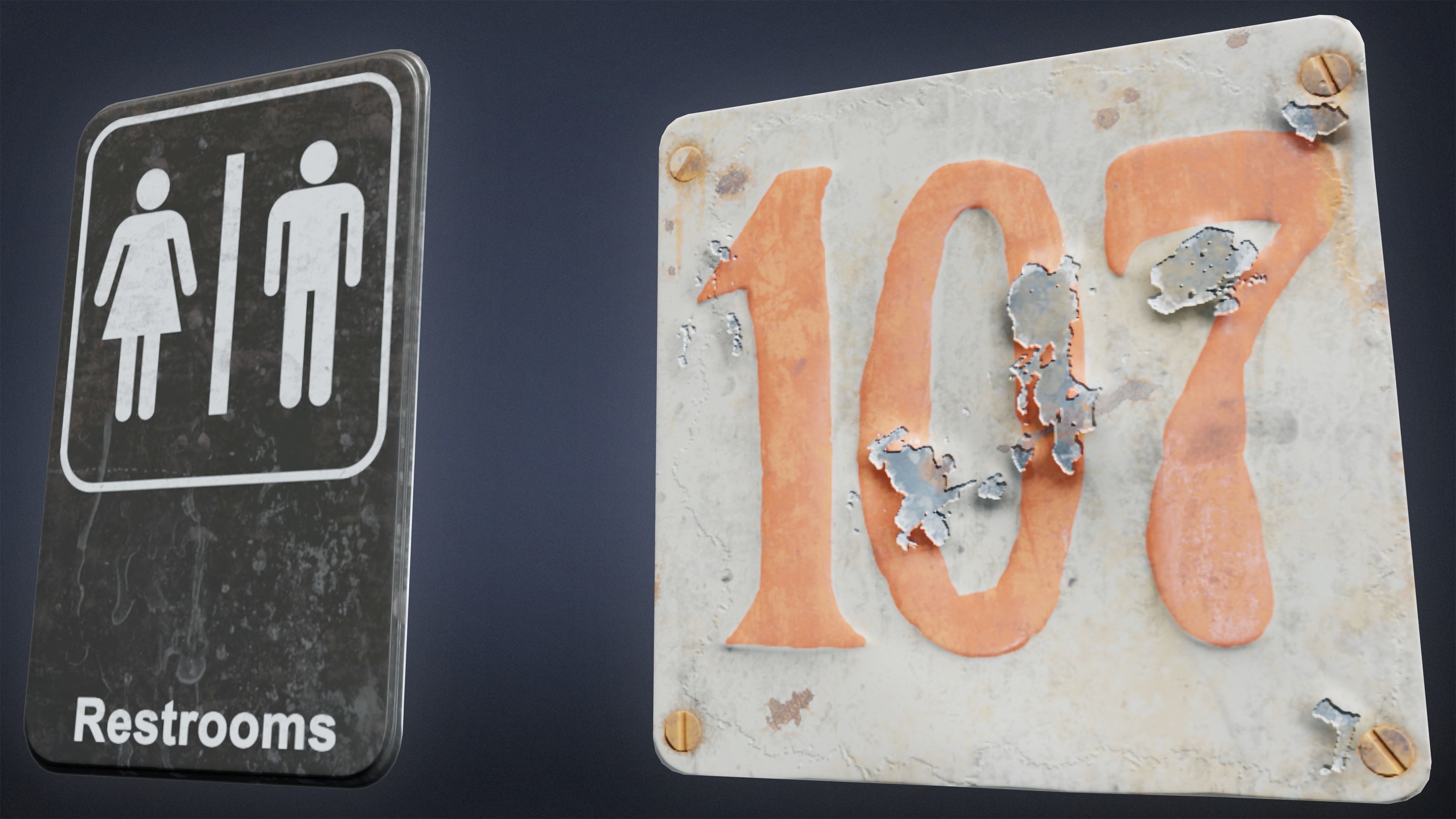 SIGNAGE - Sign Set 08 - LOW POLY AND NANITE Low-poly 3D model_8