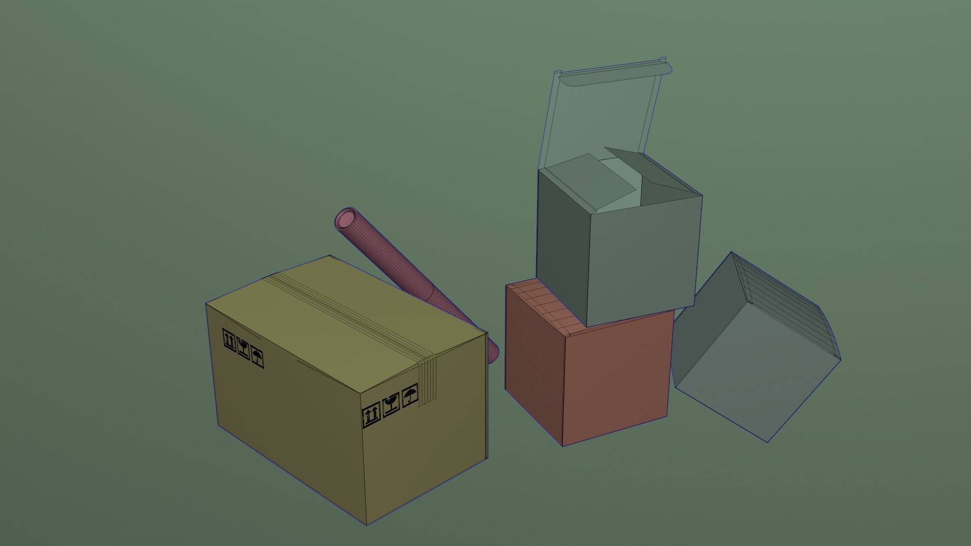 Cardboard boxes Collection Low-poly 3D model_5