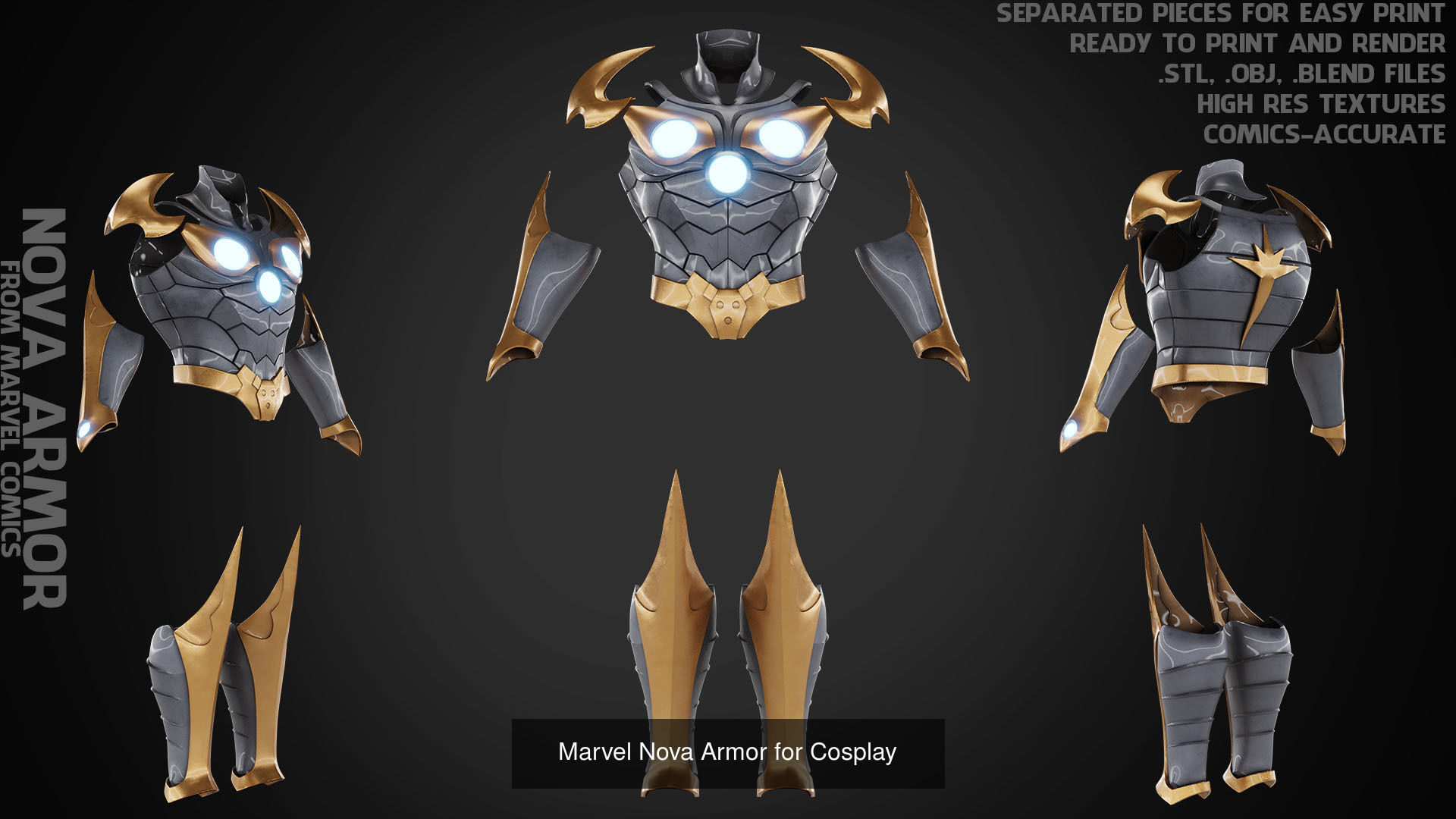 Marvel Nova Prime Full Armor for Cosplay 3D Model Collection_4