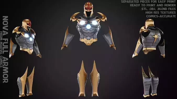 Marvel Nova Prime Full Armor for Cosplay 3D Model Collection