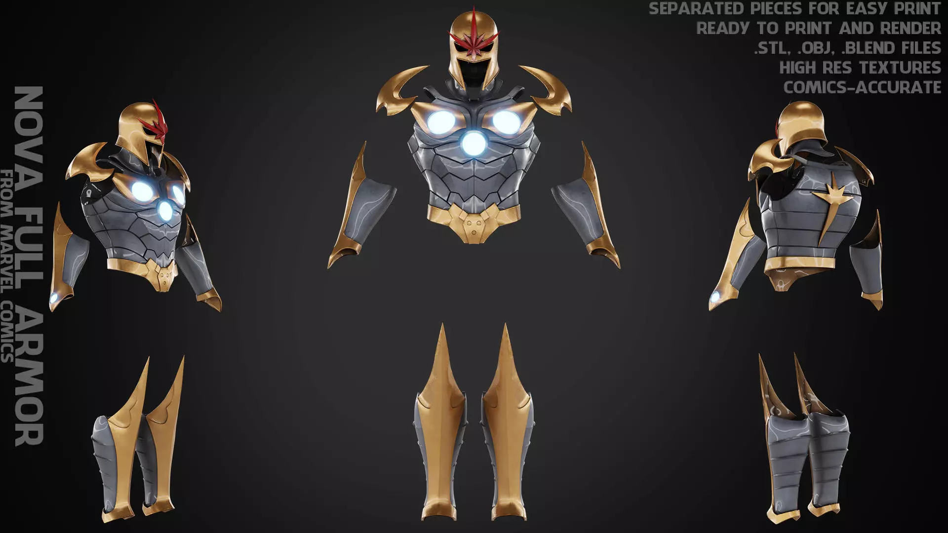 Marvel Nova Prime Full Armor for Cosplay 3D Model Collection_0