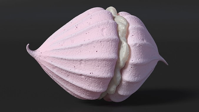 Meringue Pink with Vanilla Filling 3D model 6