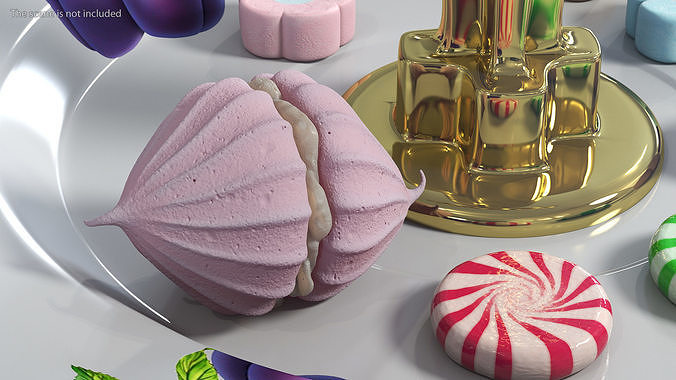 Meringue Pink with Vanilla Filling 3D model 2