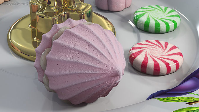Meringue Pink with Vanilla Filling 3D model 3