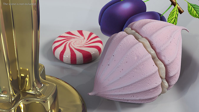 Meringue Pink with Vanilla Filling 3D model 4