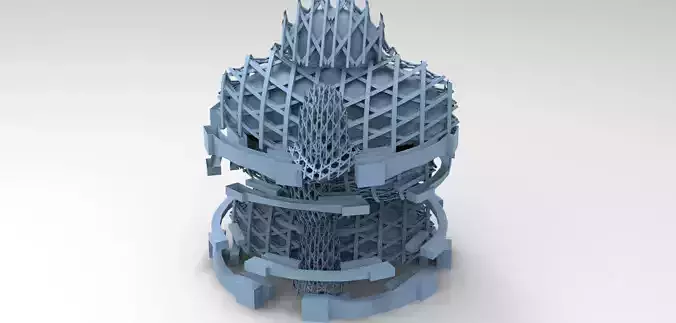 Financial district brutalist top 3D model