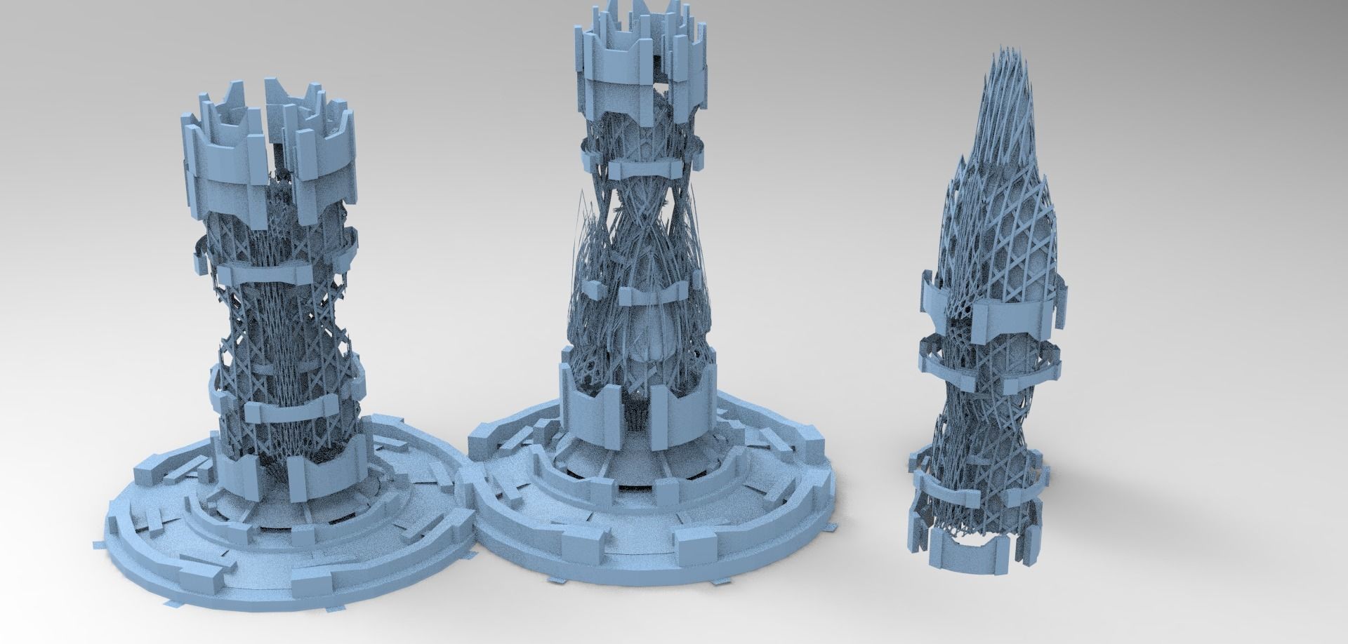 Sci fi Financial district brutalist architecture collection 1  3D model_2