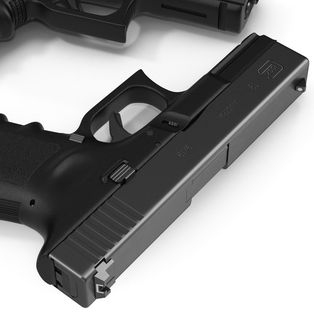 Compact Pistol Glock 19 Black 3D model_20