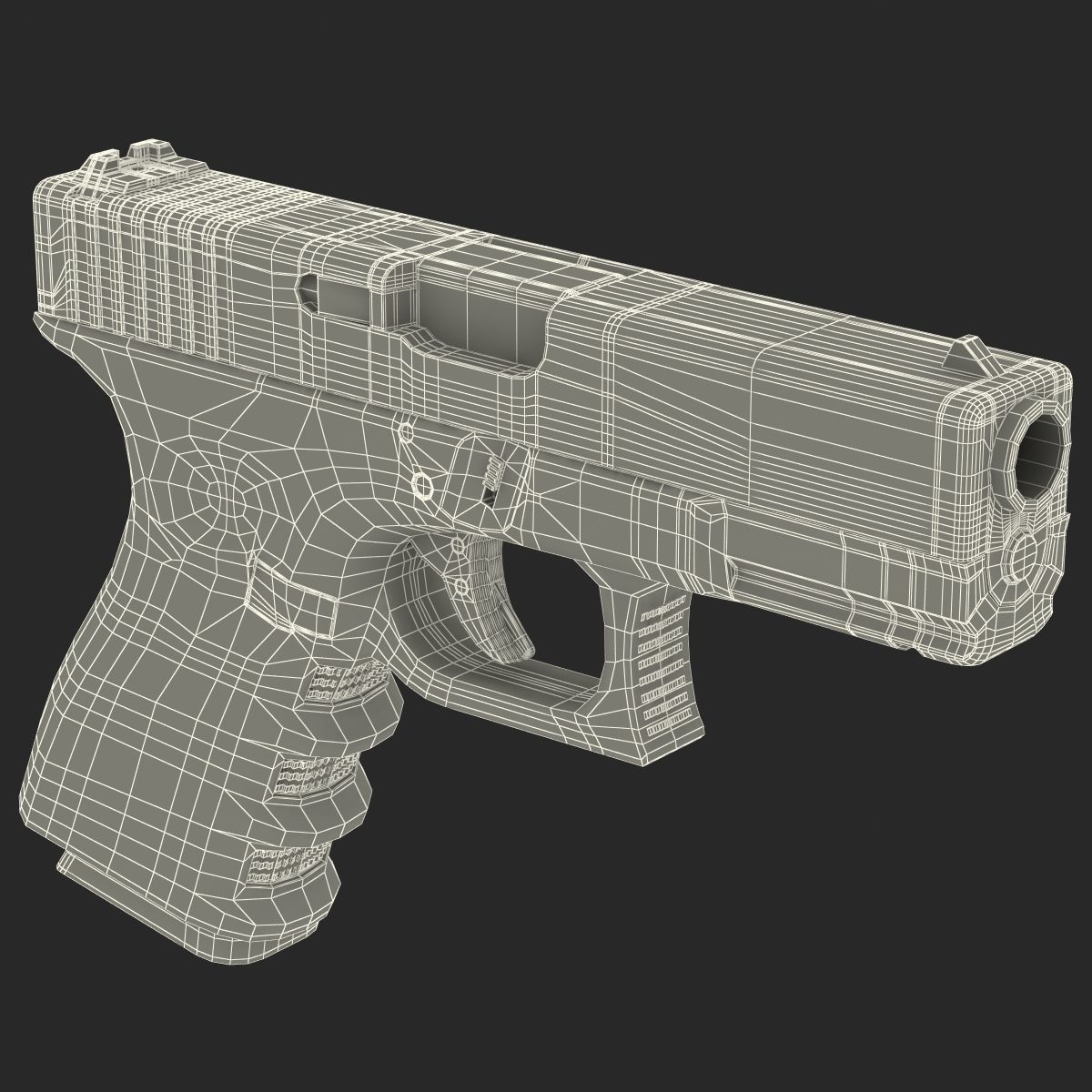 Compact Pistol Glock 19 Black 3D model_29