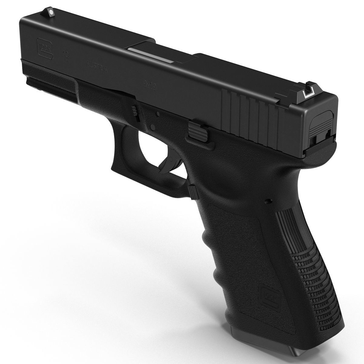 Compact Pistol Glock 19 Black 3D model_8