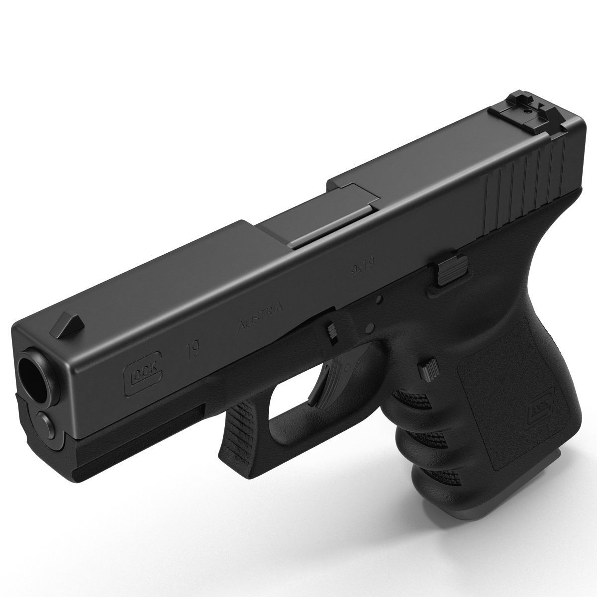 Compact Pistol Glock 19 Black 3D model_9