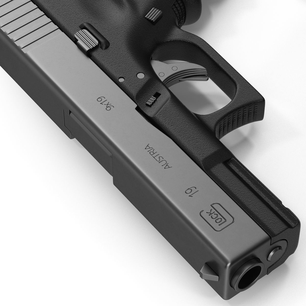 Compact Pistol Glock 19 Black 3D model_21