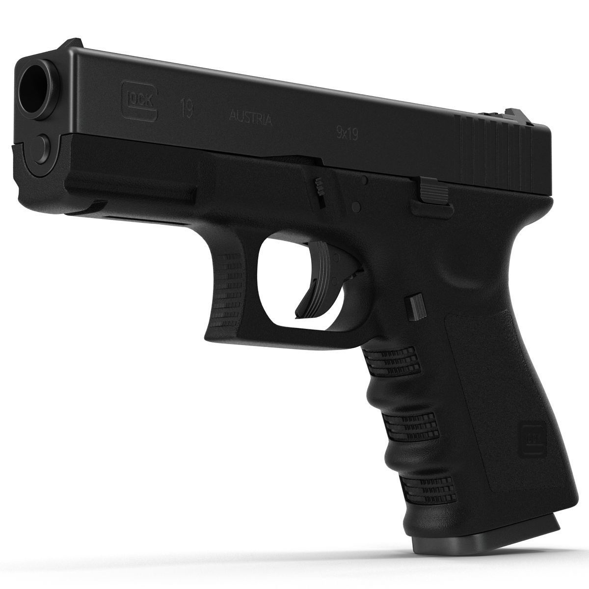 Compact Pistol Glock 19 Black 3D model_4