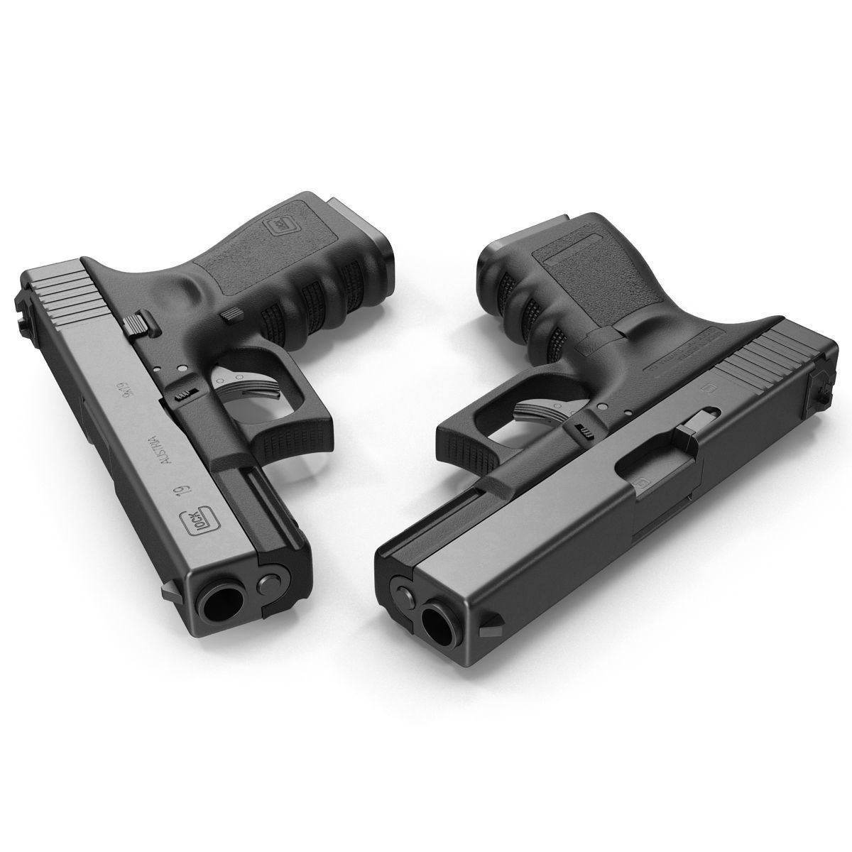 Compact Pistol Glock 19 Black 3D model_2