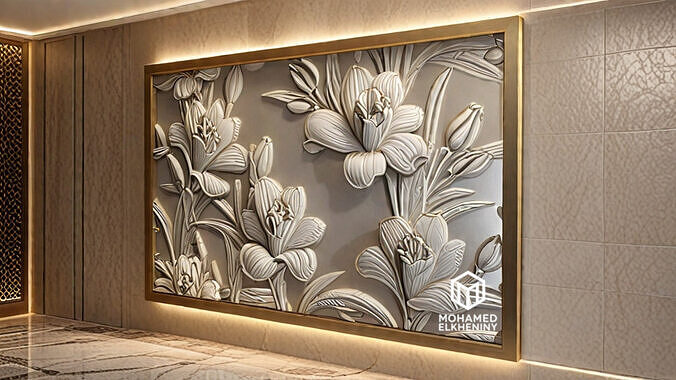 Modern Wall Panel Relief for CNC and 3D Printing 08  3D print model