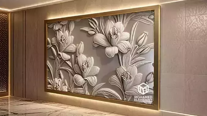 Modern Wall Panel Relief for CNC and 3D Printing 08  3D print model