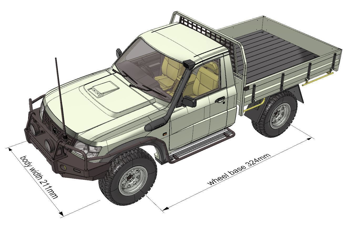 NISSAN PATROL UTE Y61 1997-2004 1 10 SCALE WAGOM 3D PRINT 3D print model_8