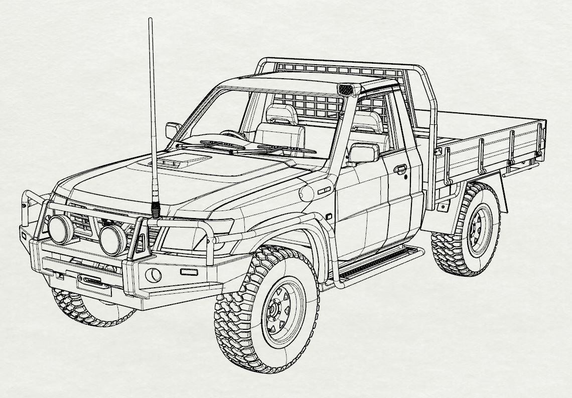 NISSAN PATROL UTE Y61 1997-2004 1 10 SCALE WAGOM 3D PRINT 3D print model_14