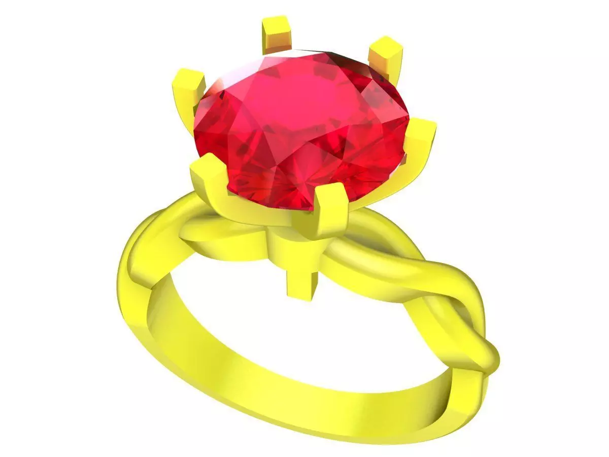 Luxury Round Solitaire Gemstone Twisted Ring 7938 3D print model