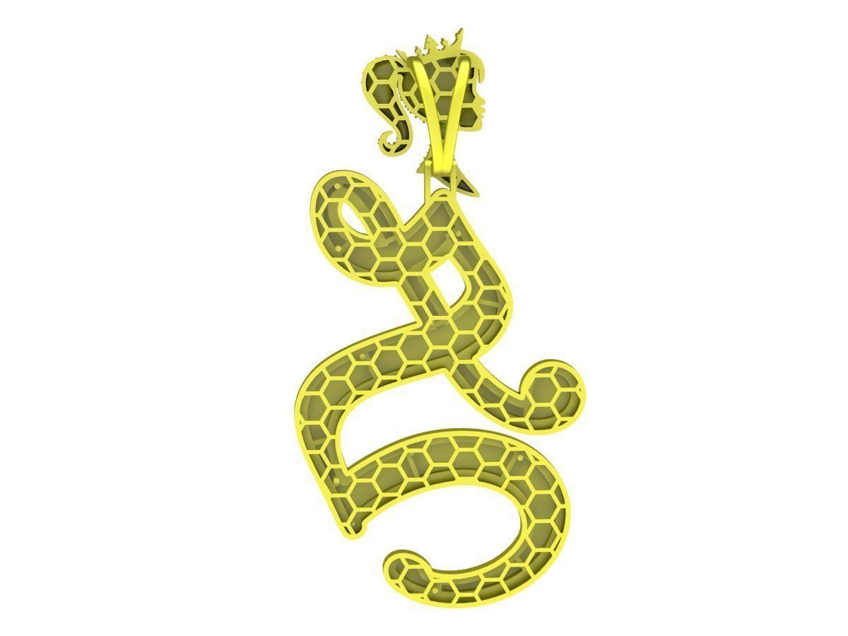 7939 hit hop head girl diamond women pendant 3D print model_4