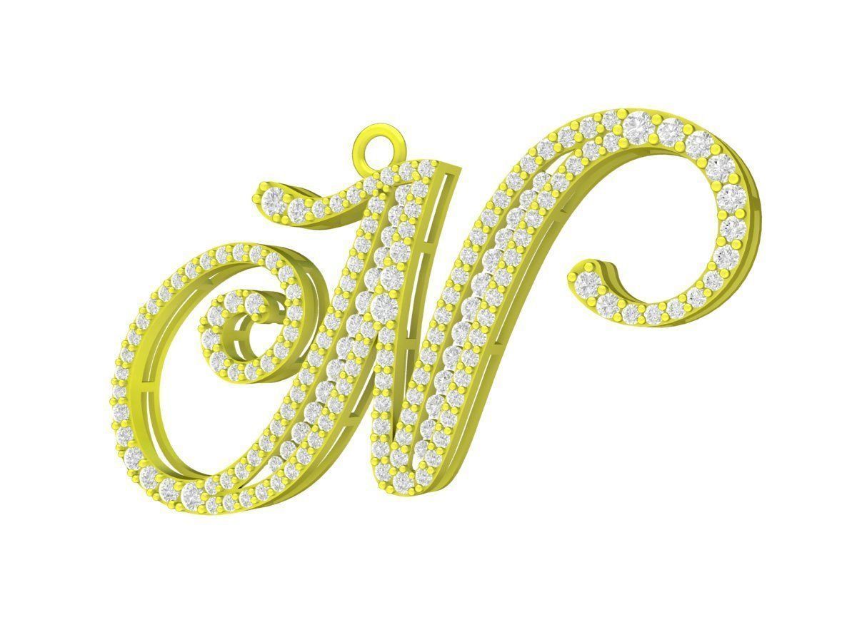 7946 italy diamond N letter pendant 3D print model_1