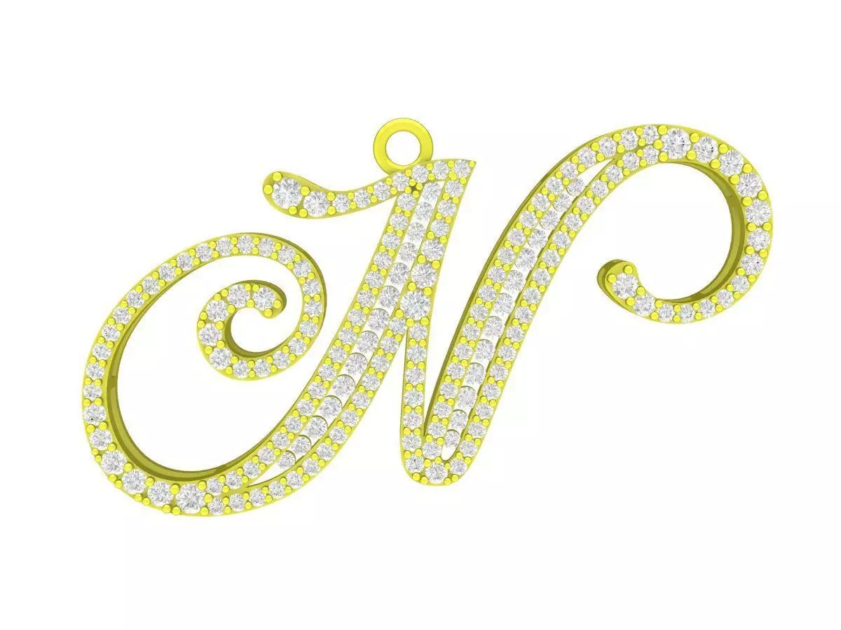 7946 italy diamond N letter pendant 3D print model_0