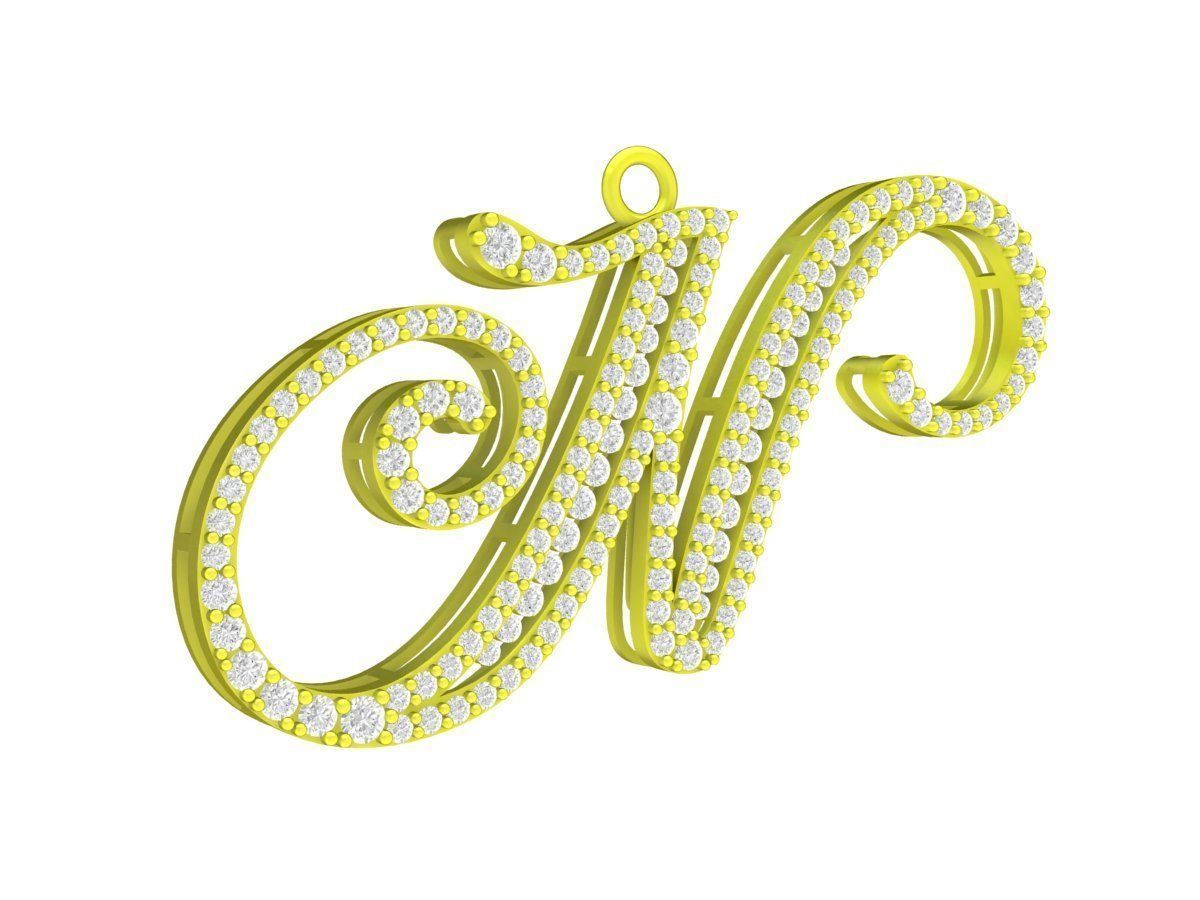 7946 italy diamond N letter pendant 3D print model_4