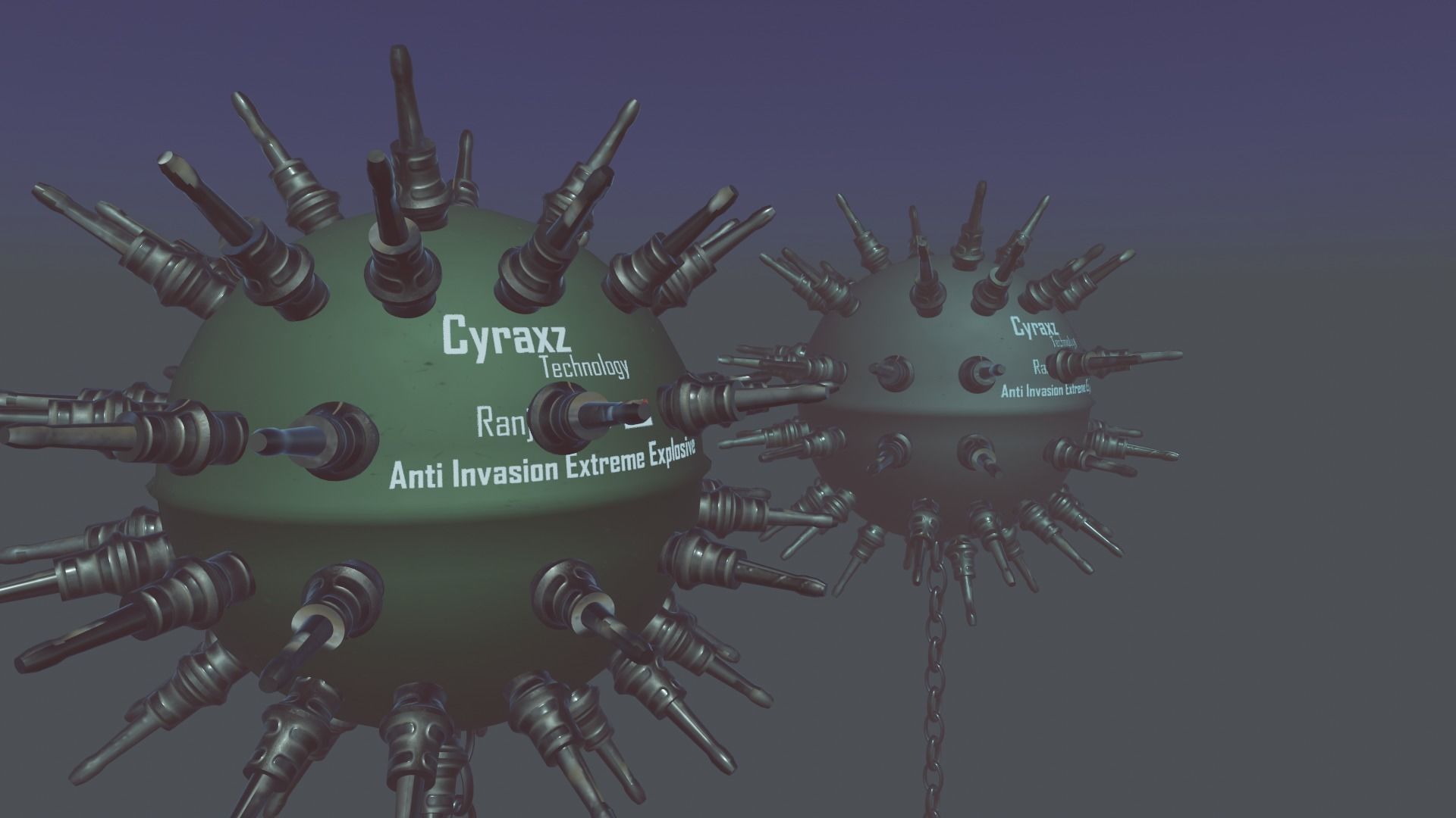 Sea Mines Cyraxz Technology Anti Invasion Extreme Explosive Low-poly 3D model_13