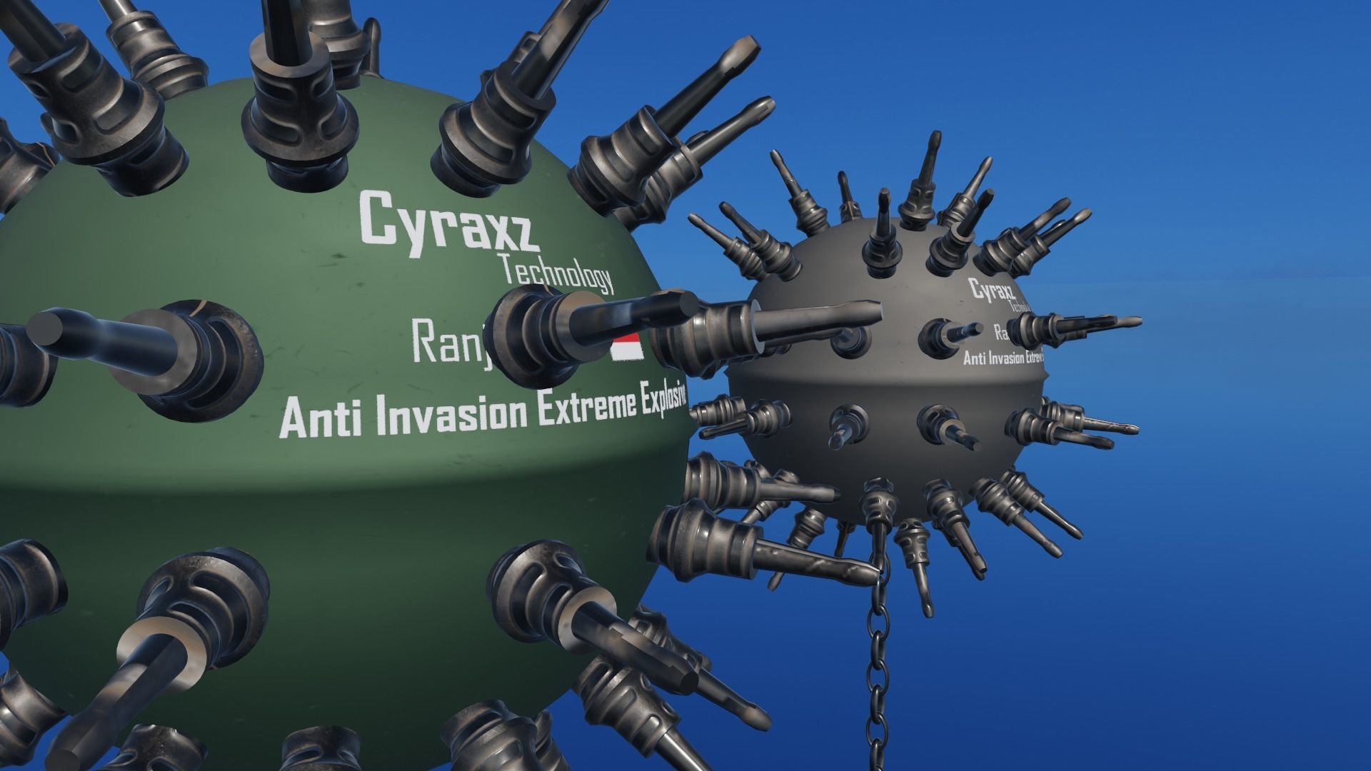 Sea Mines Cyraxz Technology Anti Invasion Extreme Explosive Low-poly 3D model_2