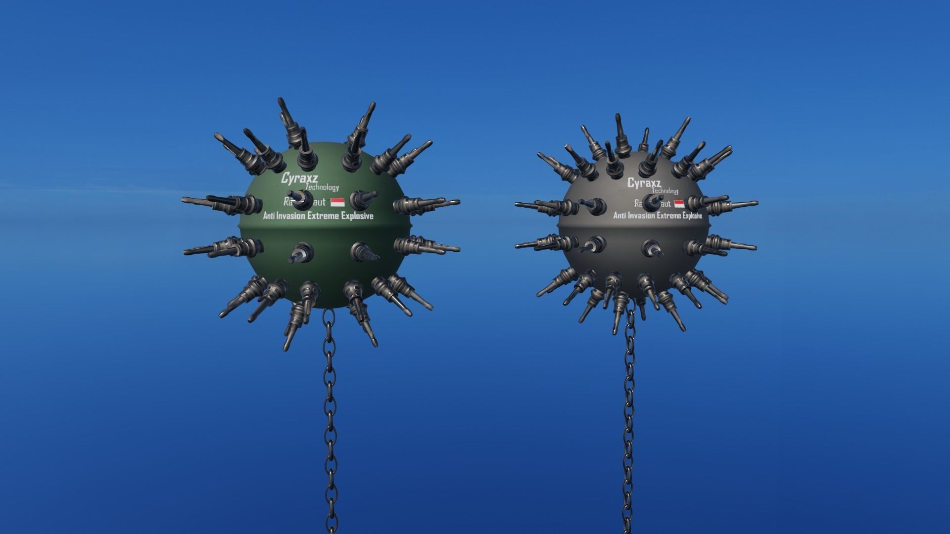 Sea Mines Cyraxz Technology Anti Invasion Extreme Explosive Low-poly 3D model_3