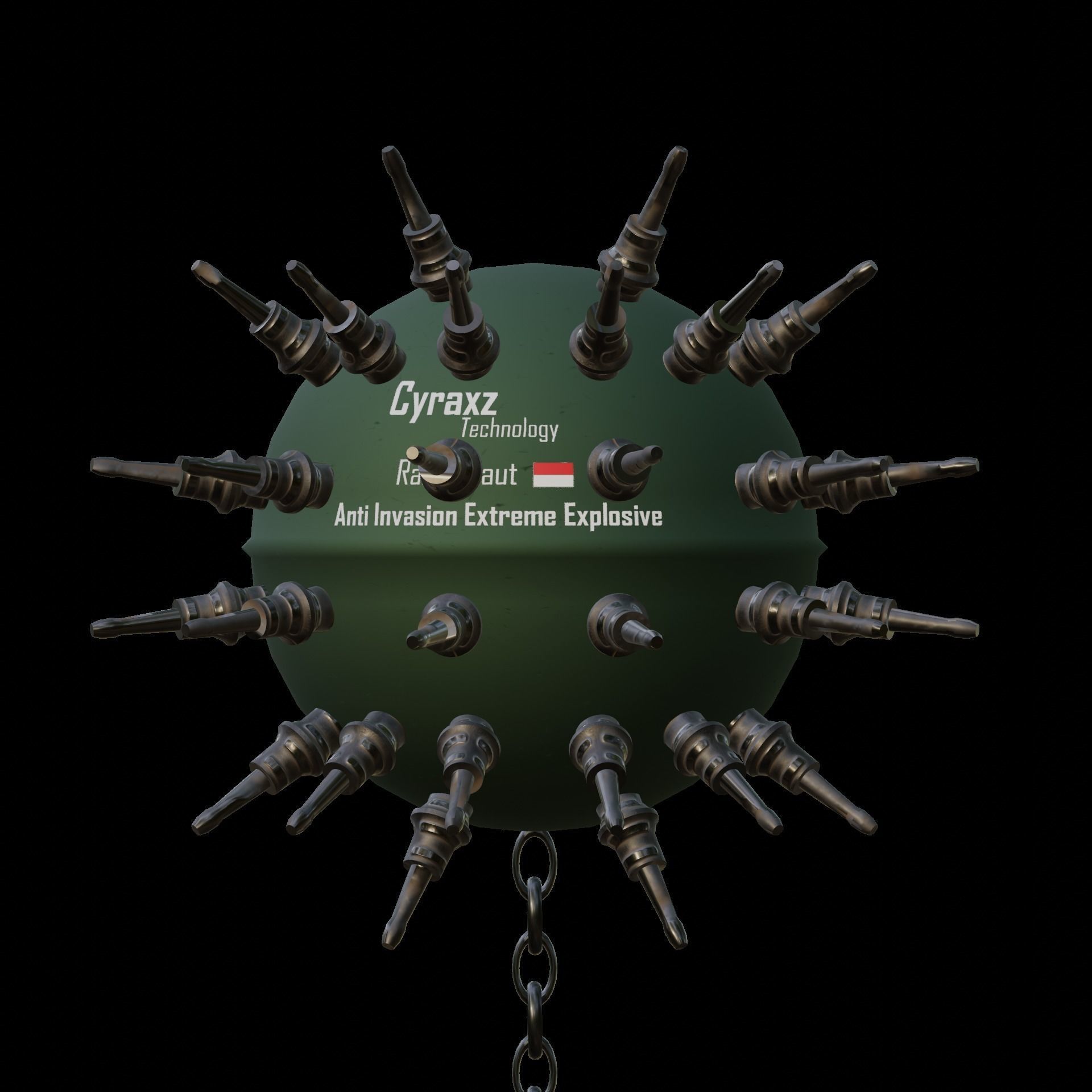 Sea Mines Cyraxz Technology Anti Invasion Extreme Explosive Low-poly 3D model_4