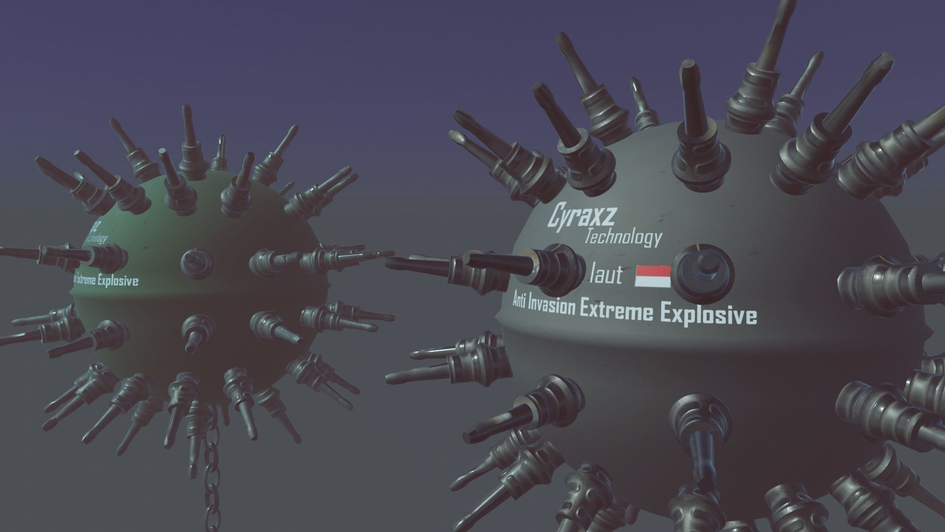 Sea Mines Cyraxz Technology Anti Invasion Extreme Explosive Low-poly 3D model_15