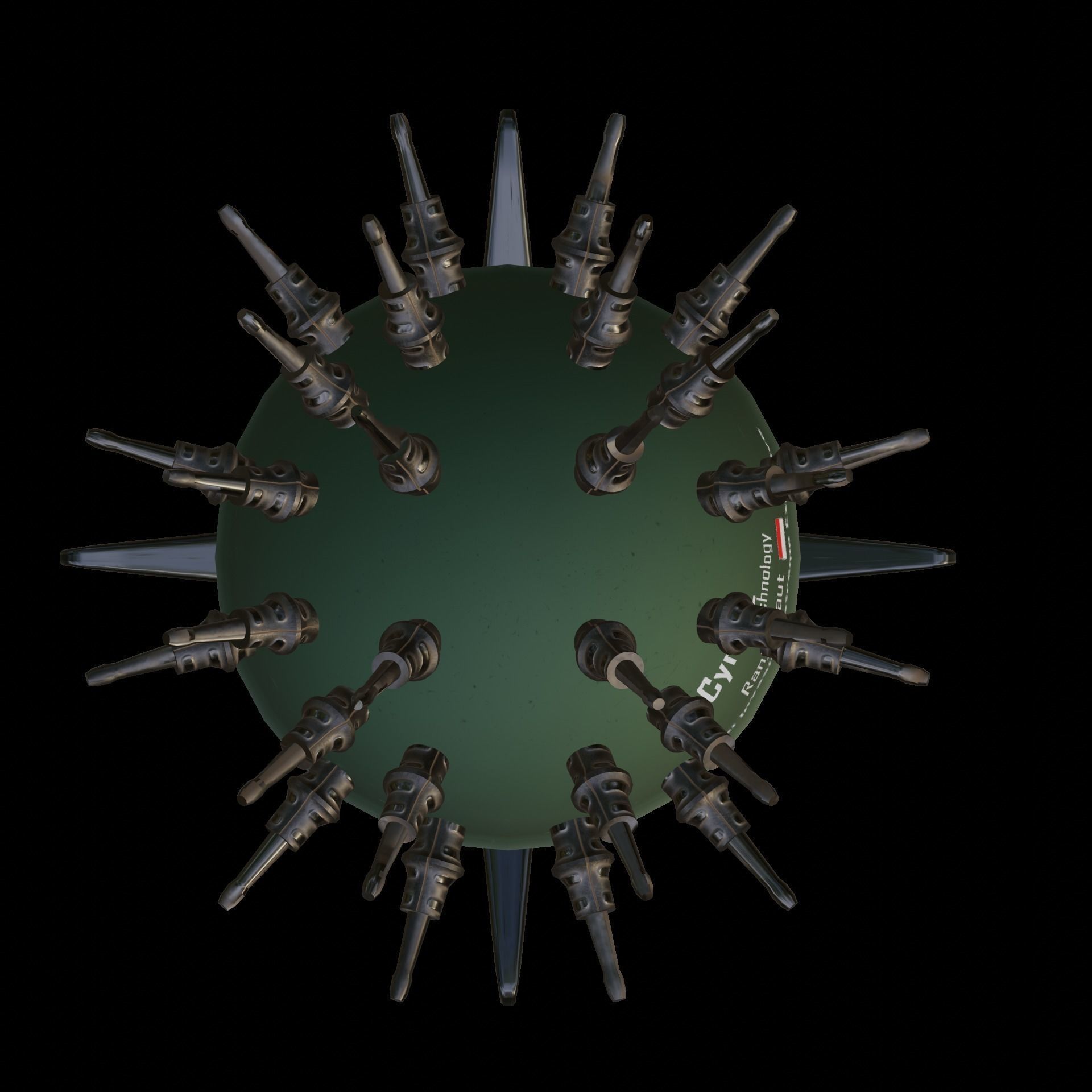 Sea Mines Cyraxz Technology Anti Invasion Extreme Explosive Low-poly 3D model_7