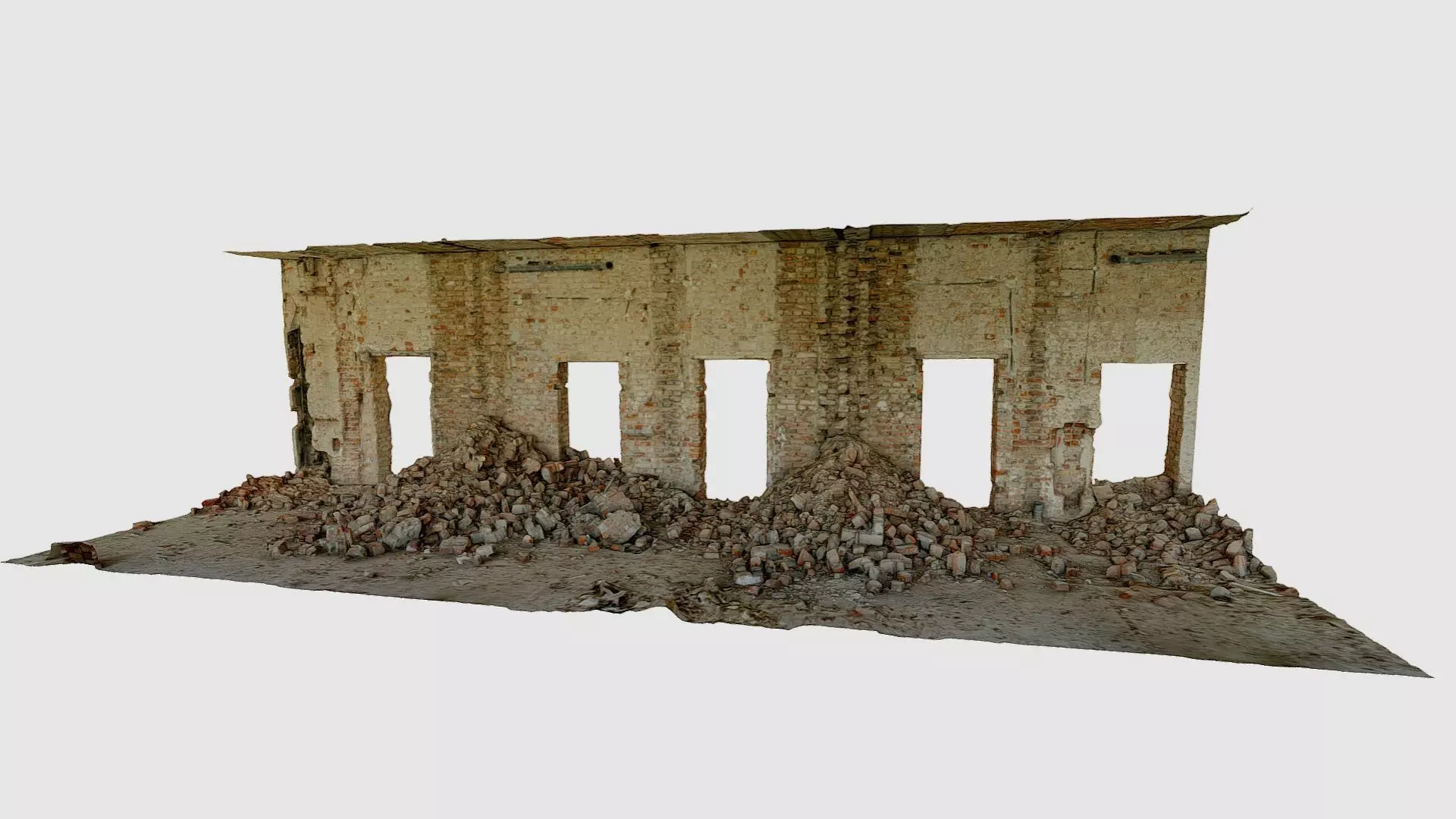 Brick rubble under the wall 3D model