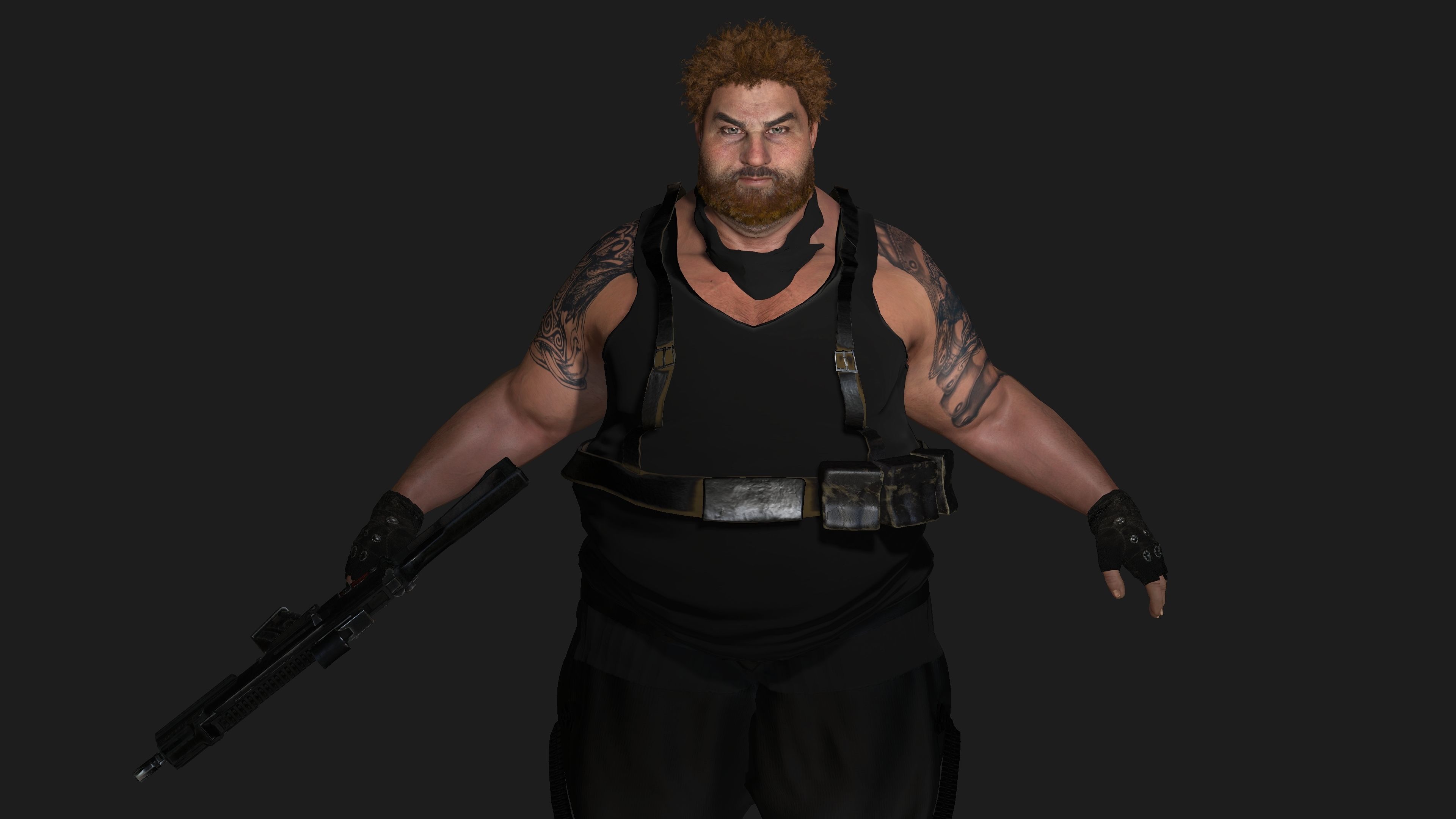 AAA 3D REALISTIC MAN CHARACTER - FAT SHOOTER ACTION HEROES GTA Low-poly 3D model_4