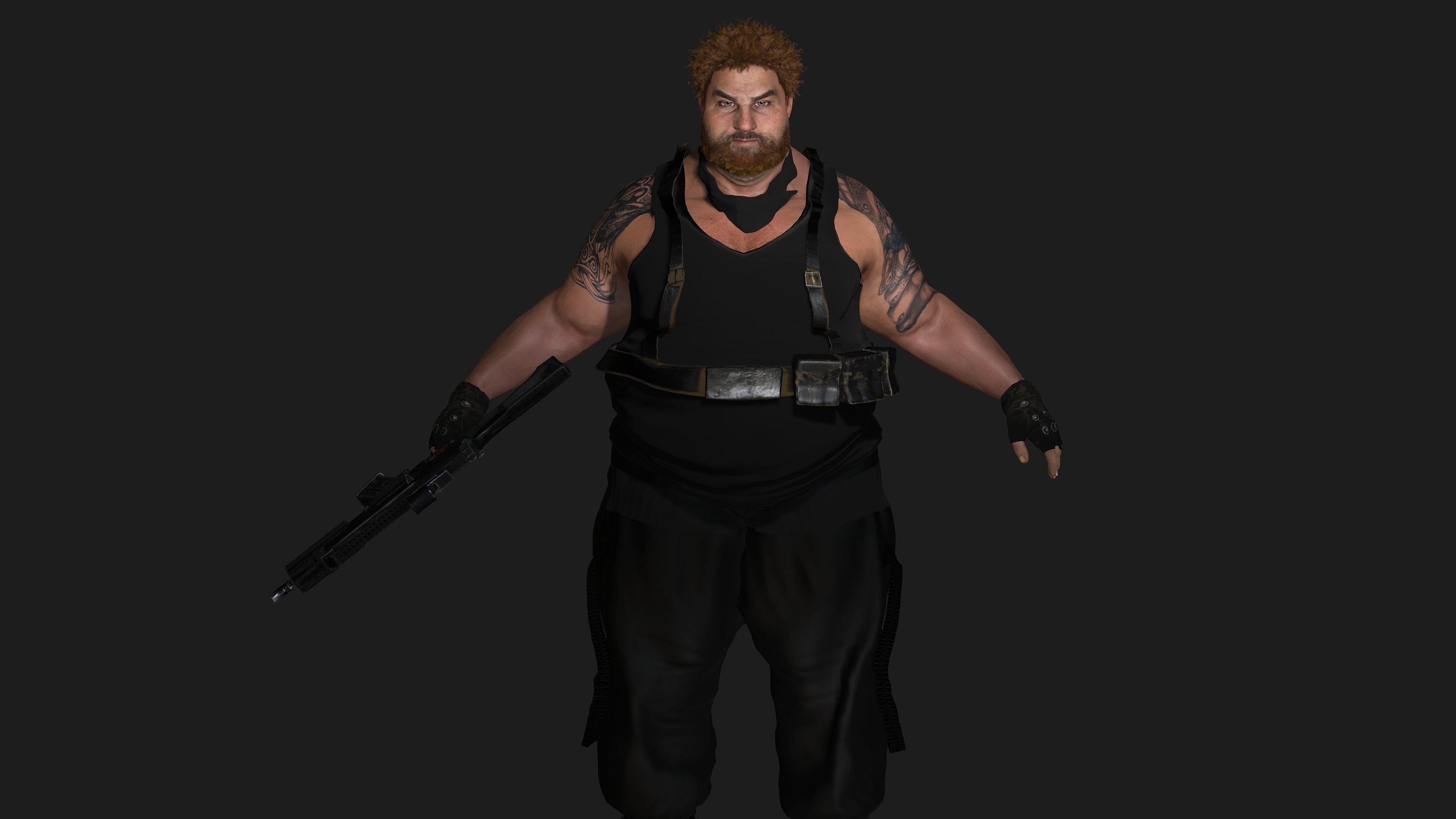 AAA 3D REALISTIC MAN CHARACTER - FAT SHOOTER ACTION HEROES GTA Low-poly 3D model_2