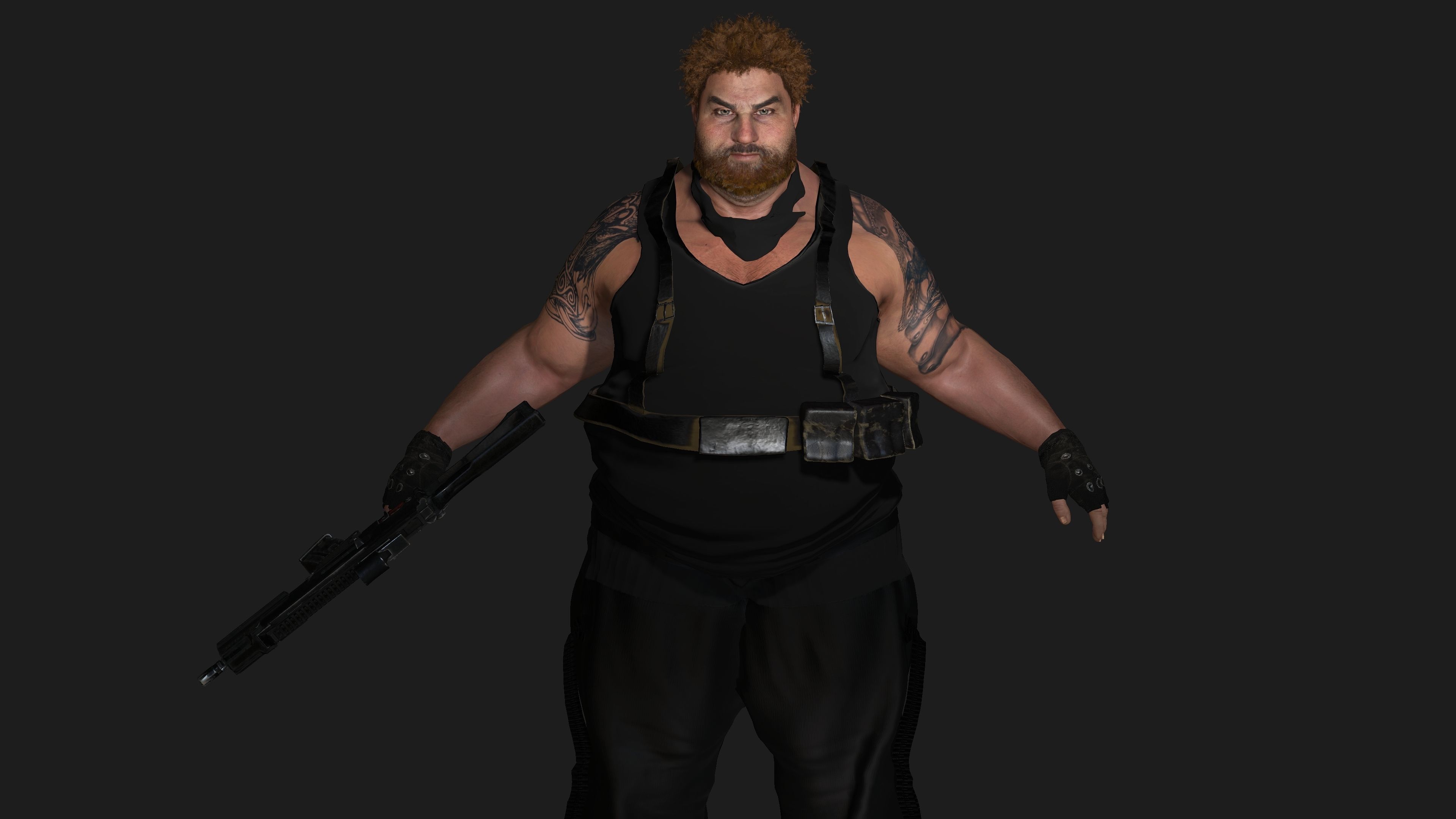 AAA 3D REALISTIC MAN CHARACTER - FAT SHOOTER ACTION HEROES GTA Low-poly 3D model_3
