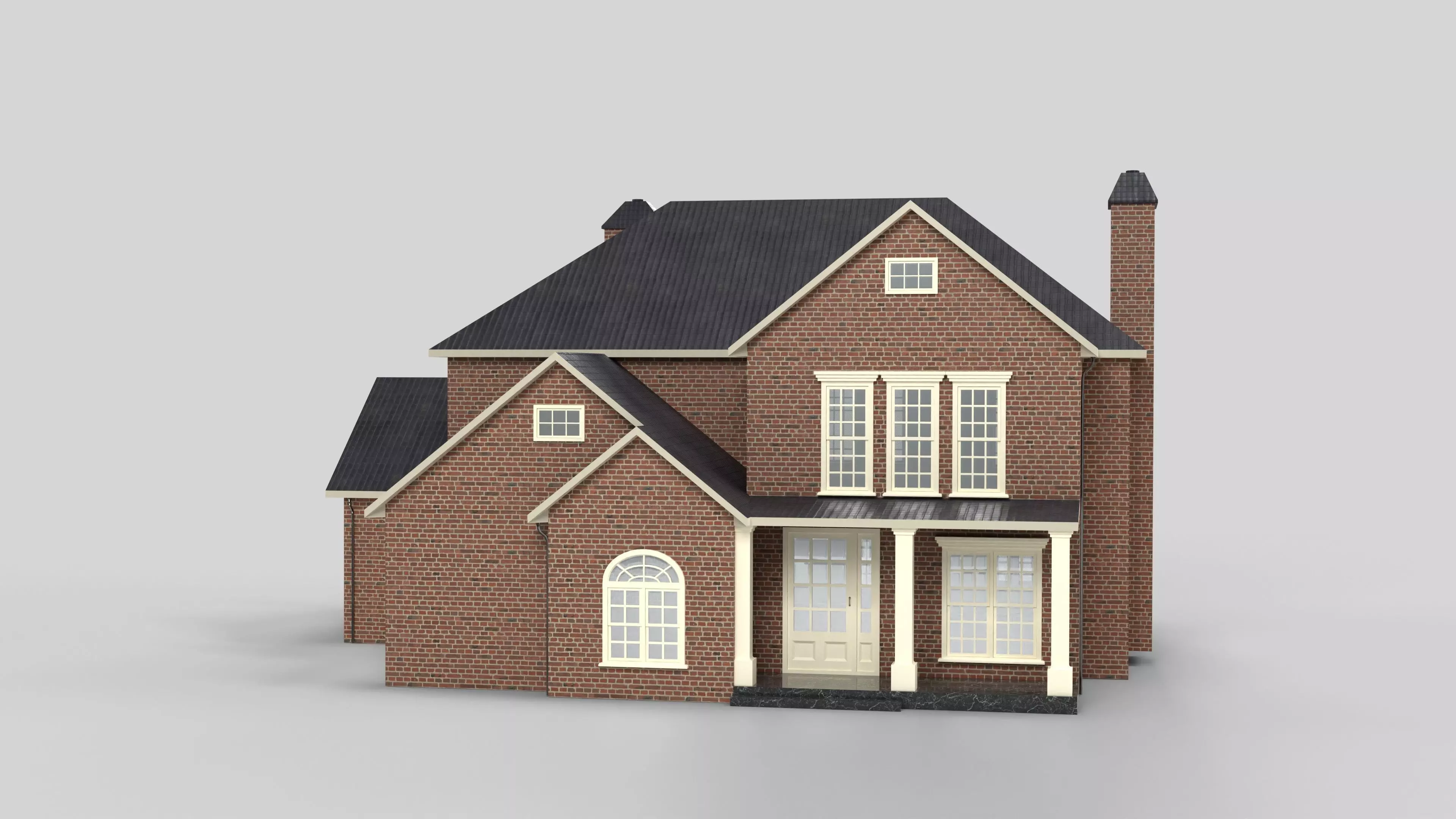 British House Design 17T4 Low-poly 3D model_0