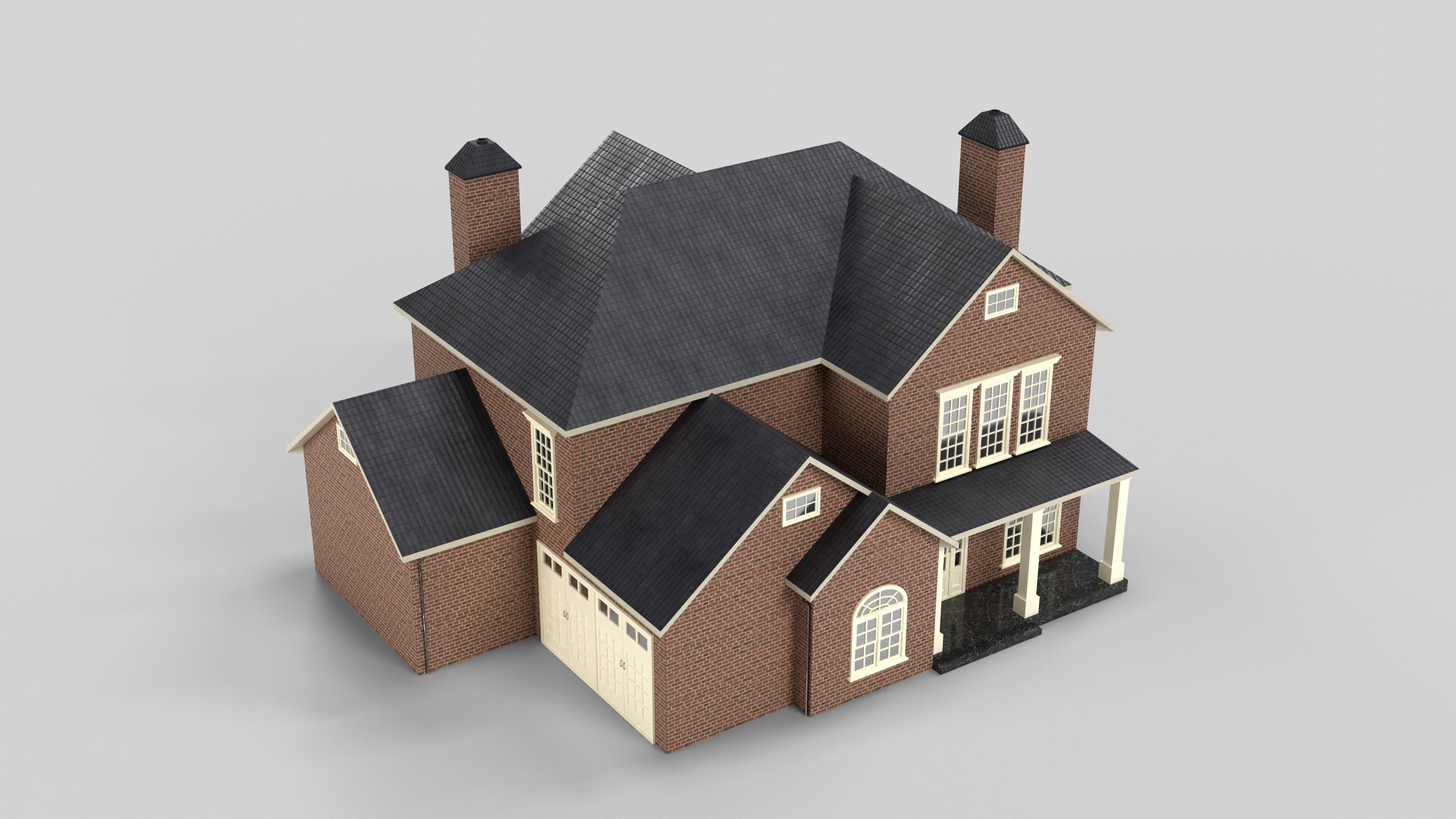 British House Design 17T4 Low-poly 3D model_5