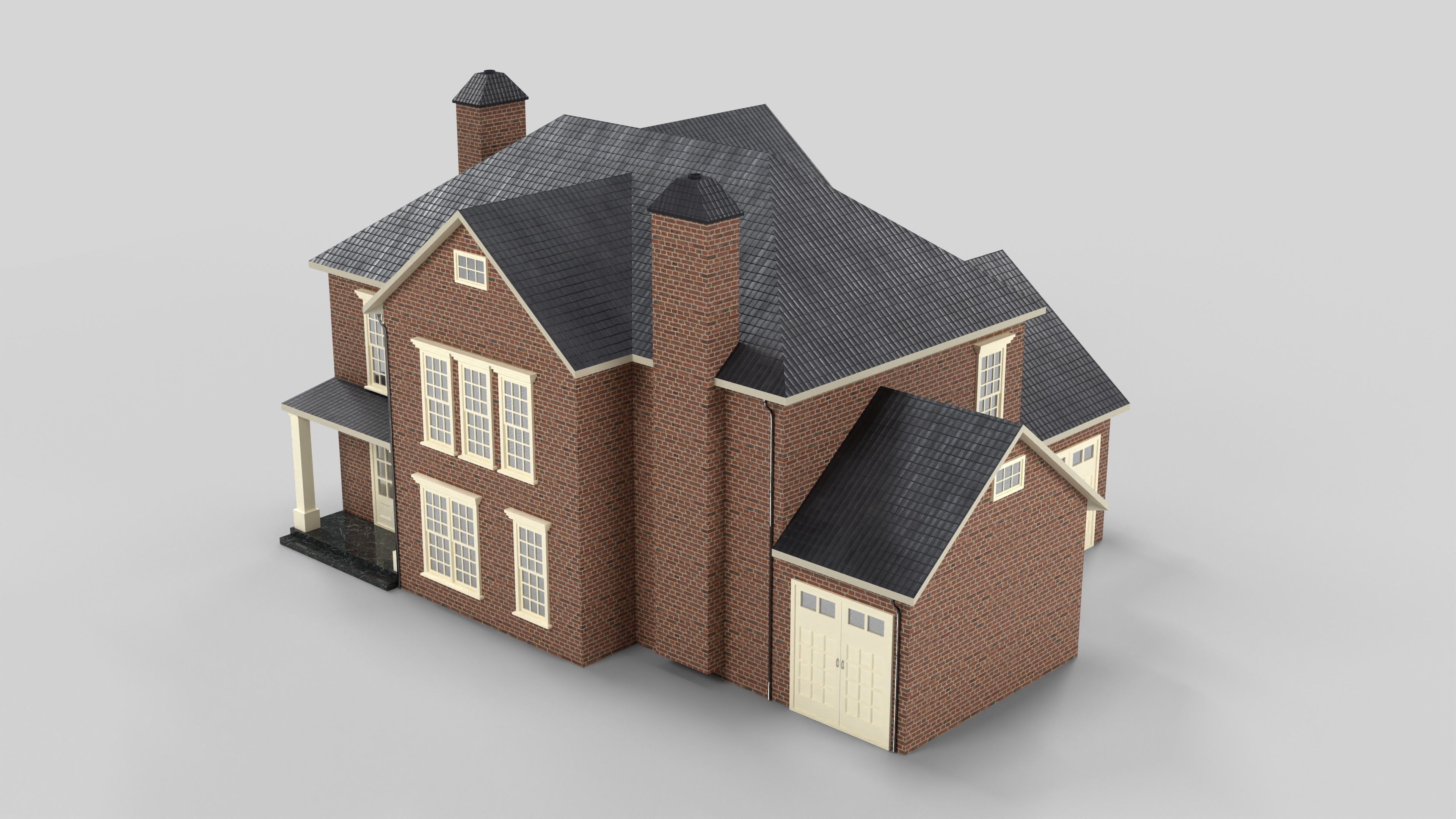 British House Design 17T4 Low-poly 3D model_2