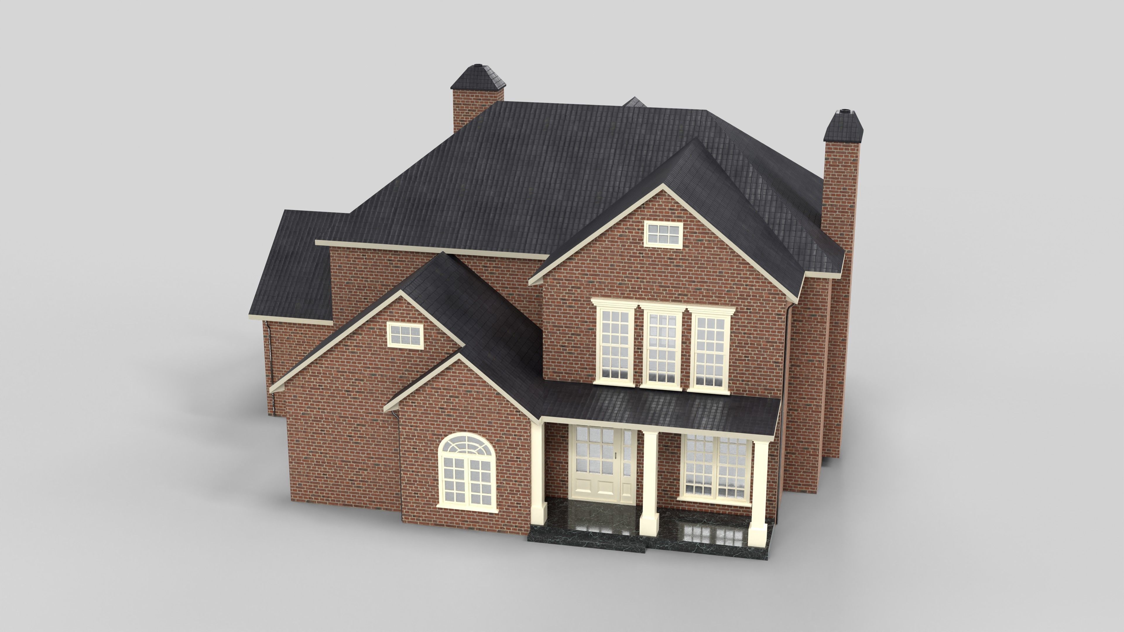 British House Design 17T4 Low-poly 3D model_1